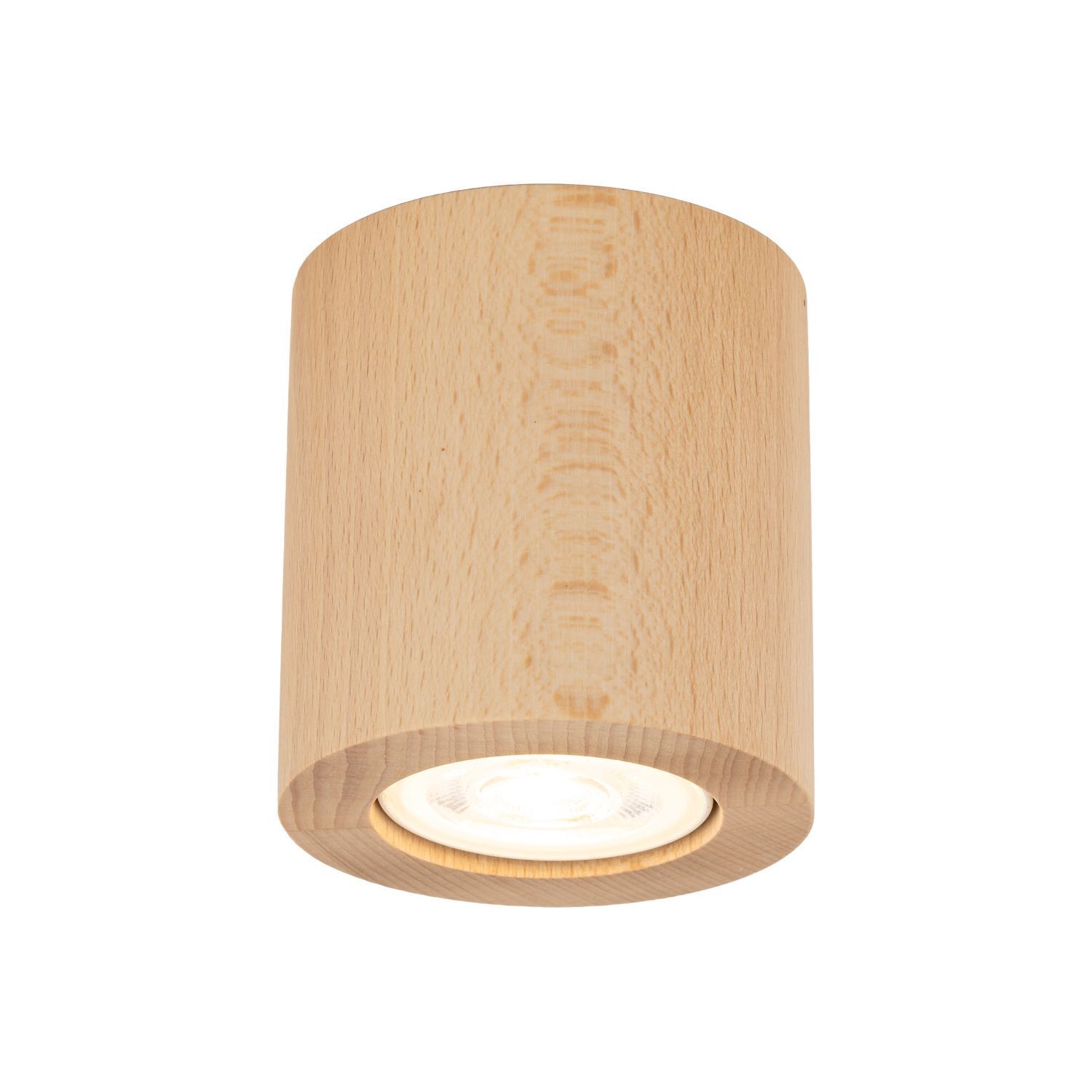 Spot de plafond en bois GU10 Ø 8 cm rond H : 8,5 cm en hêtre