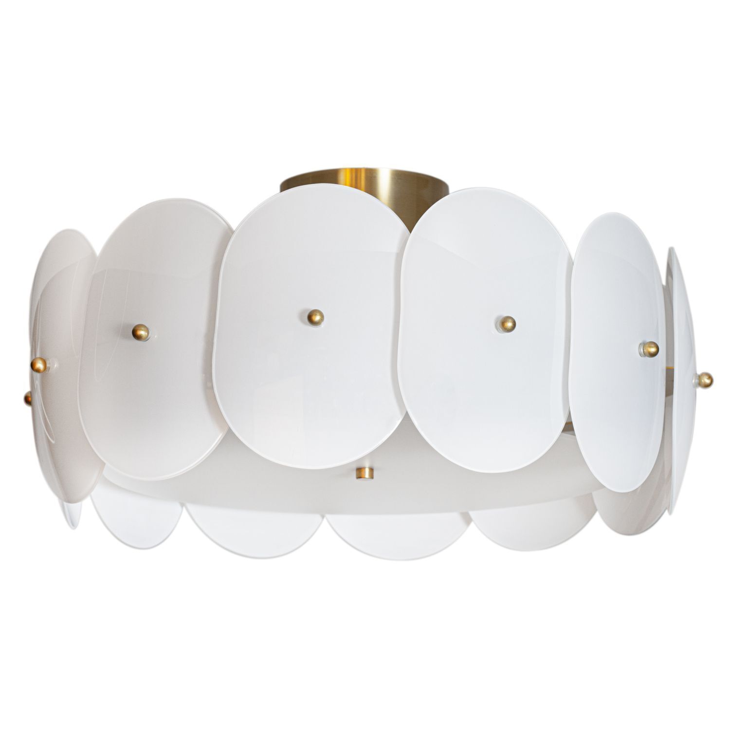 Deckenlampe Metall Glas E27 D: 53 cm in Messing Weiß rund Deckenlampe Metall Glas E27 D: 53 cm in Messing Weiß rund