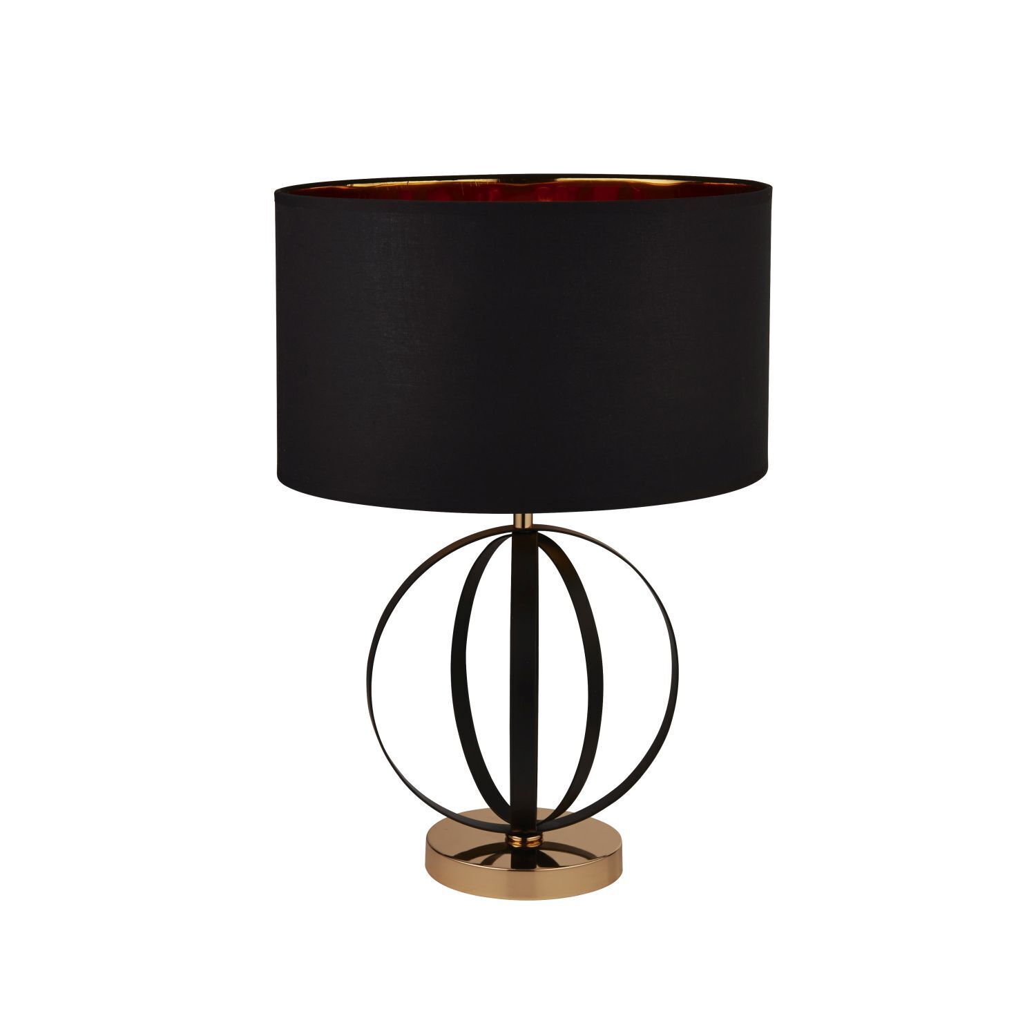 Lampe de table noir or 58 cm de haut E27 métal tissu