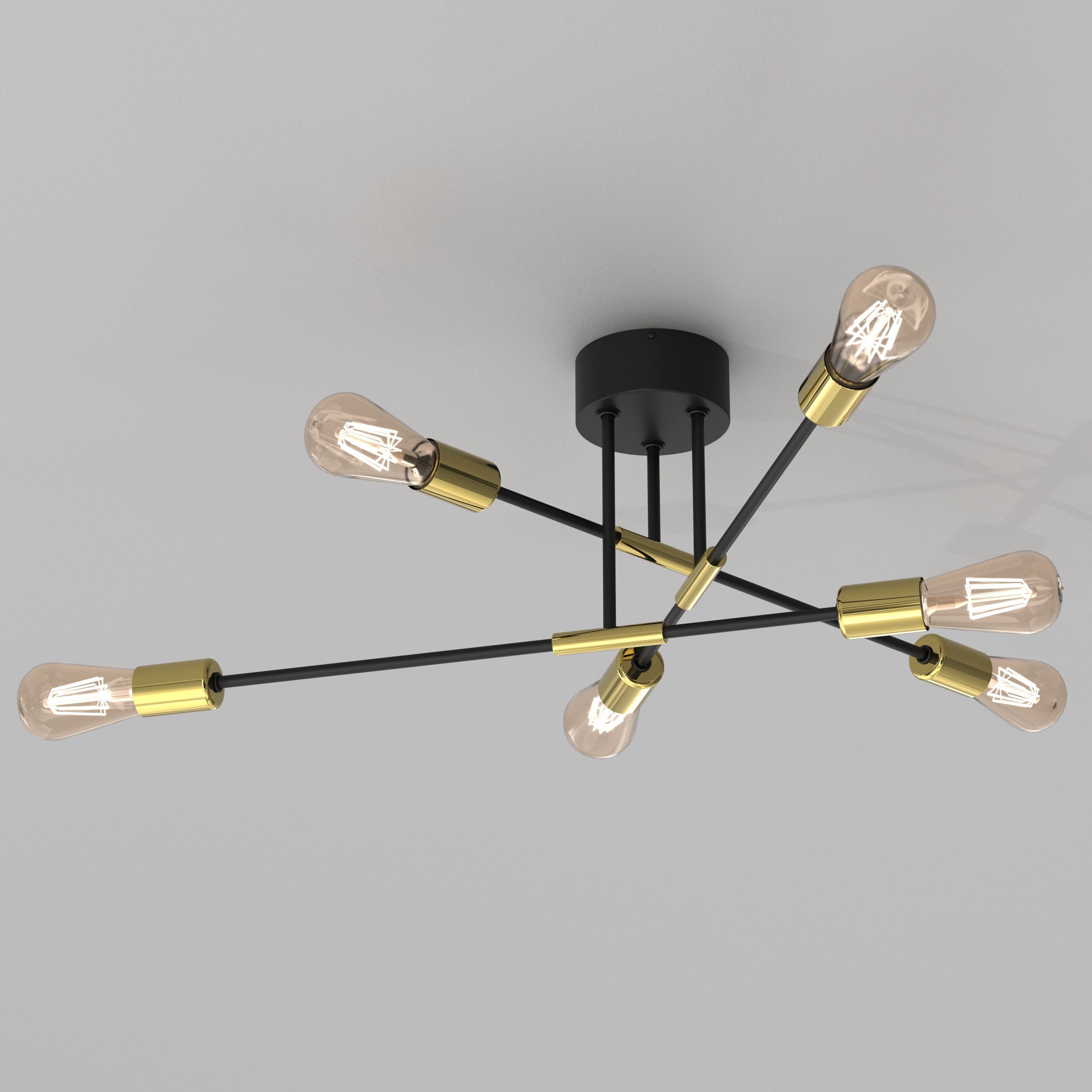 Plafonnier Métal Vintage E27 Noir Or AQUIB