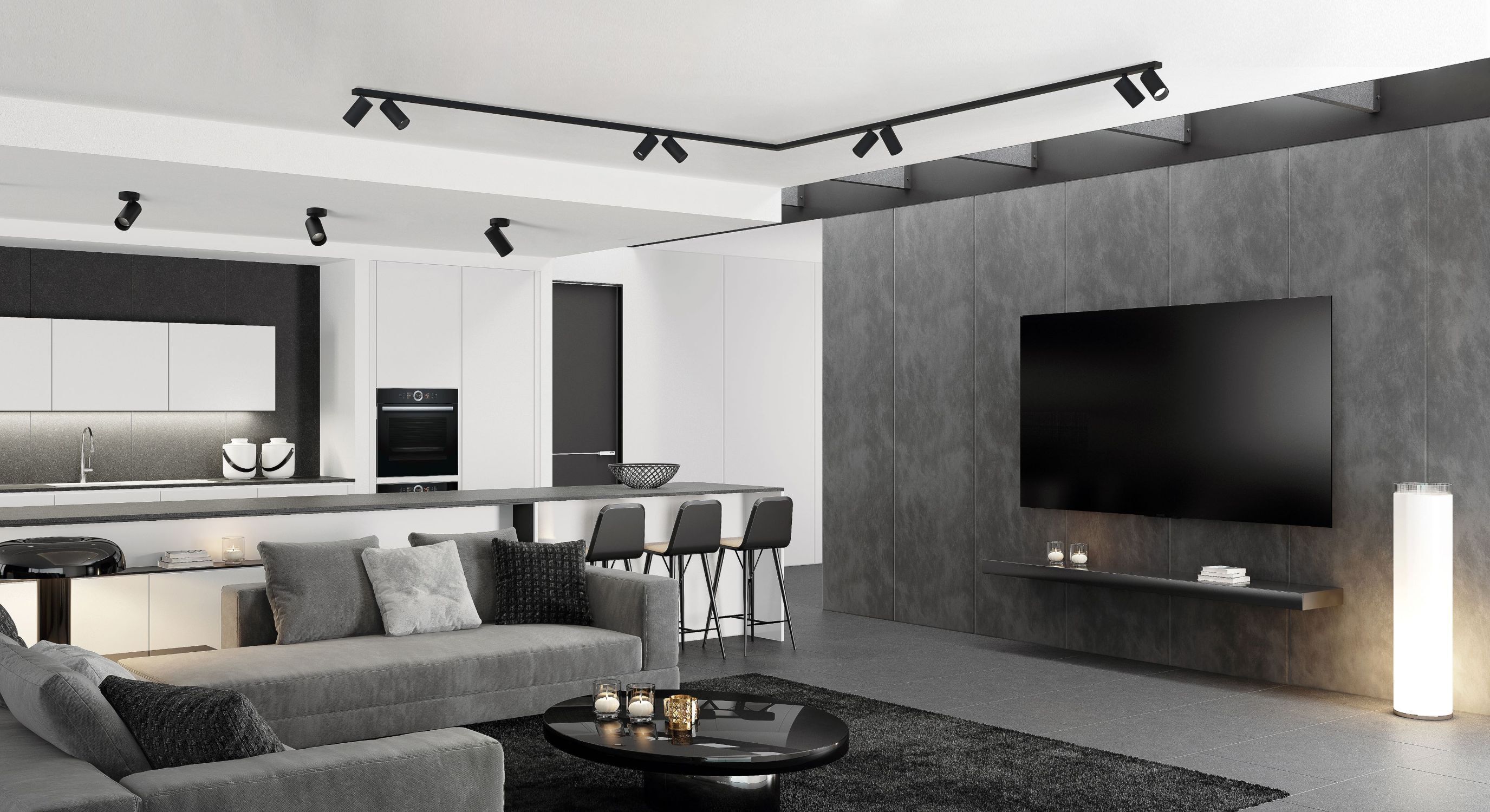 Spot de plafond noir 2x 2 m orientable 8x GU10