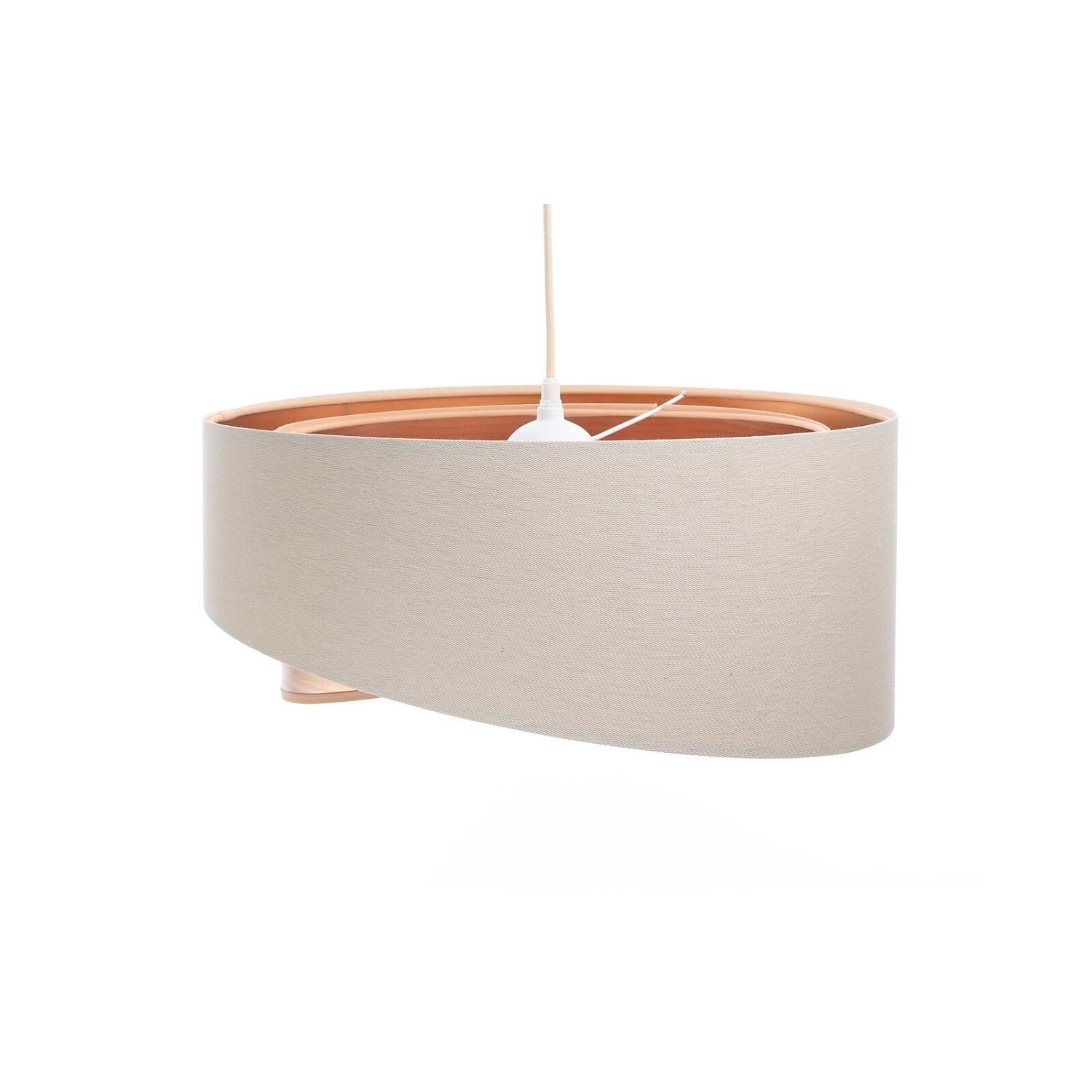 Hängeleuchte Leinen E27 rund D: 50 cm Modern Beige Kupfer