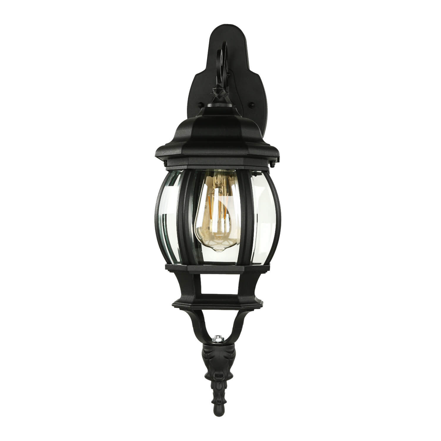 Wandlampe BREST Wandlaterne schwarz wetterfest Außenleuchte, Wandleuchte, Laterne, Glaslampe, Schwarz