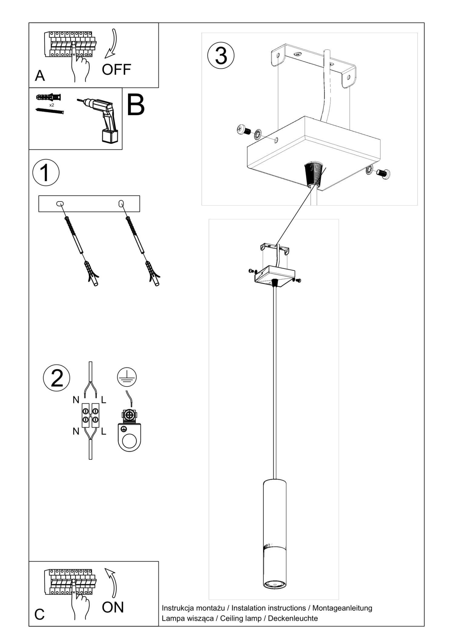 Hängelampe Zylinder Schwarz Kupfer Ø 6 cm GU10 Metall