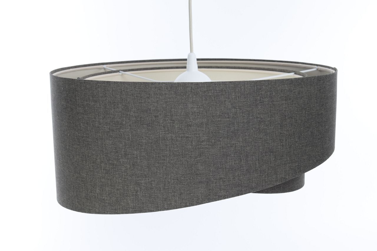 Pendelleuchte Grau E27 rund Ø 60 cm Stoff Modern verstellbar Lampe, Mobiliar, Tabelle