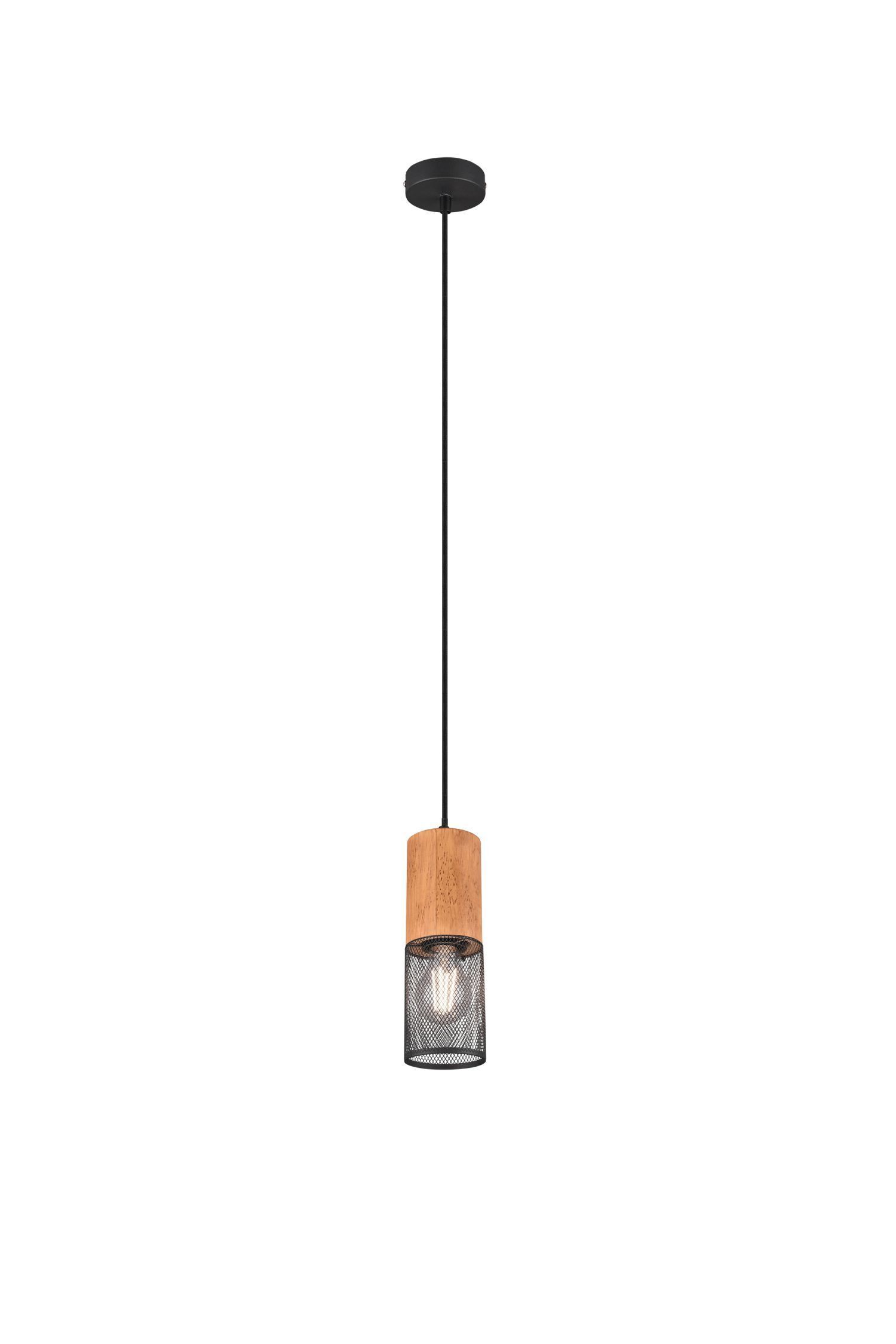 Suspension ronde bois métal Ø10 cm E27 confortable