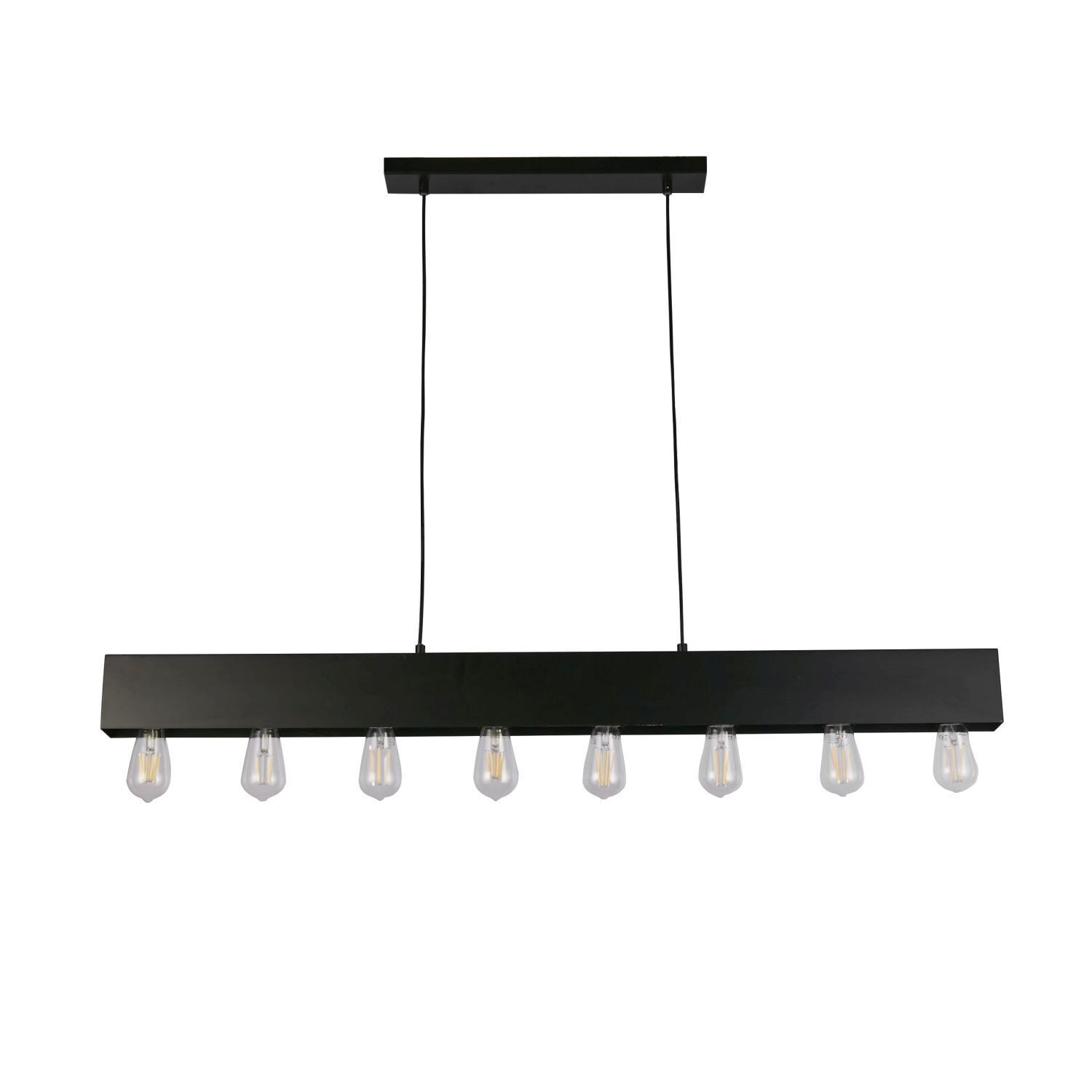 Suspension noire métal E27 8-flmg 80 cm de long