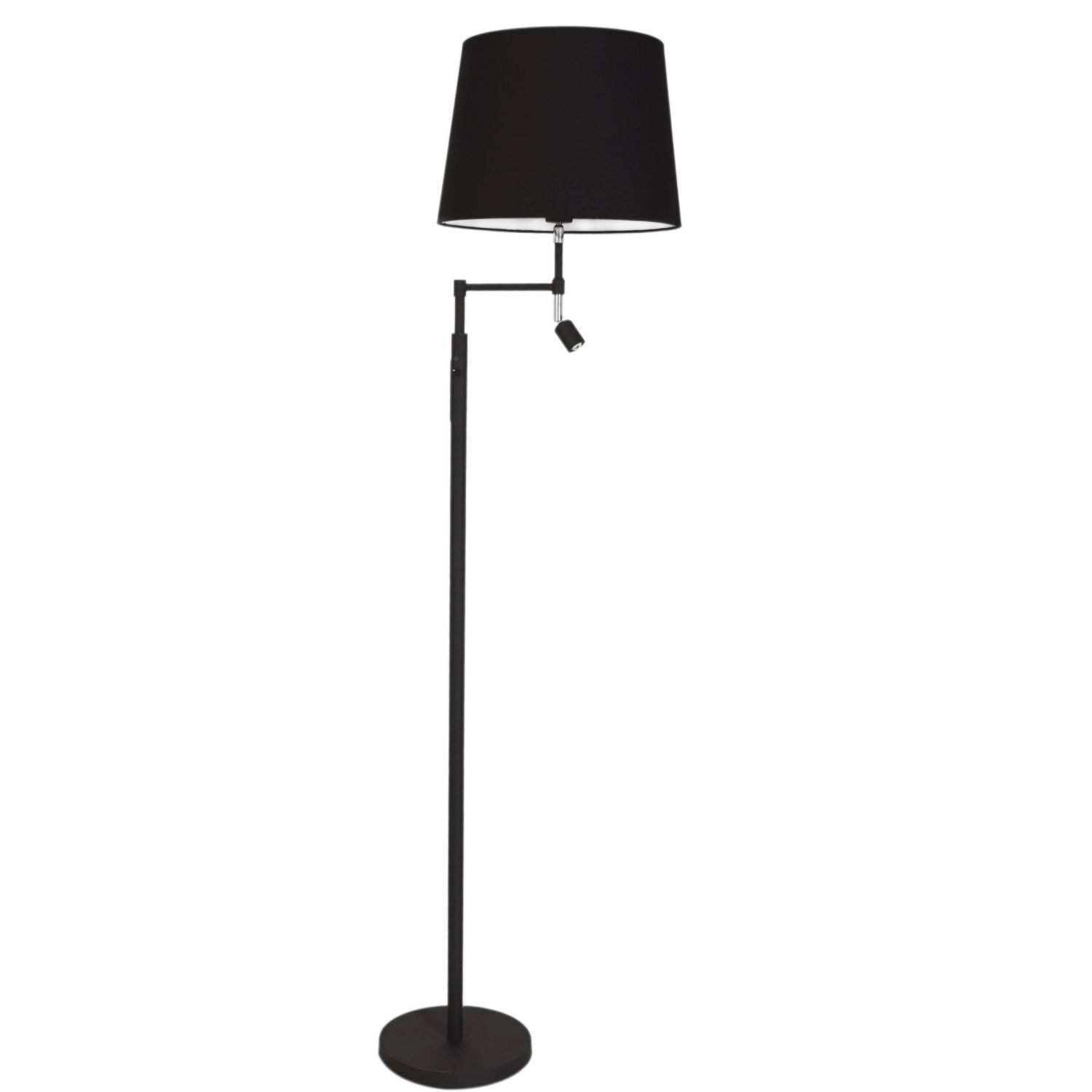 Lampadaire avec lampe de lecture 157 cm Noir Tissu Métal E27 + LED
