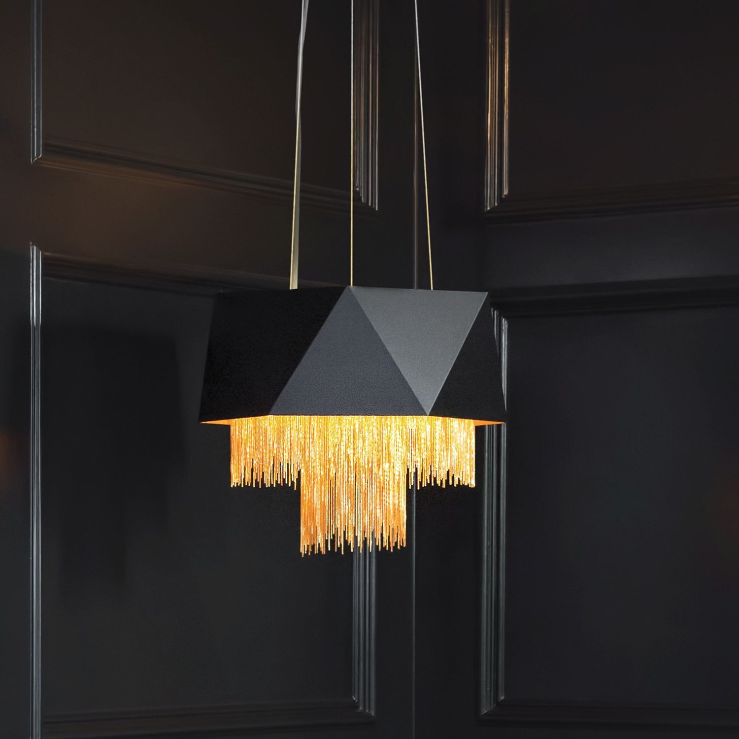 Lampe à suspendre Design moderne noir or métal VENINA Leuchter, Lampe