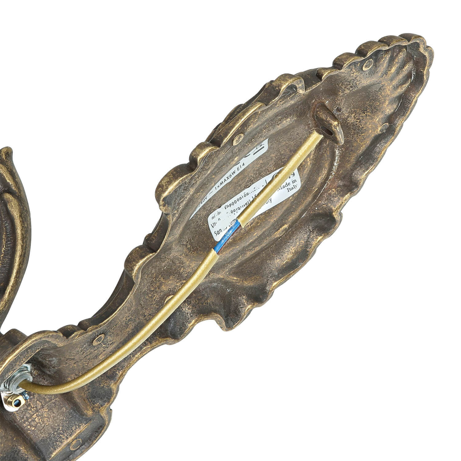 Jugendstil Wandleuchter E14 Venezia Bronze, Besteck, Löffel, Rauchrohr, Dolch