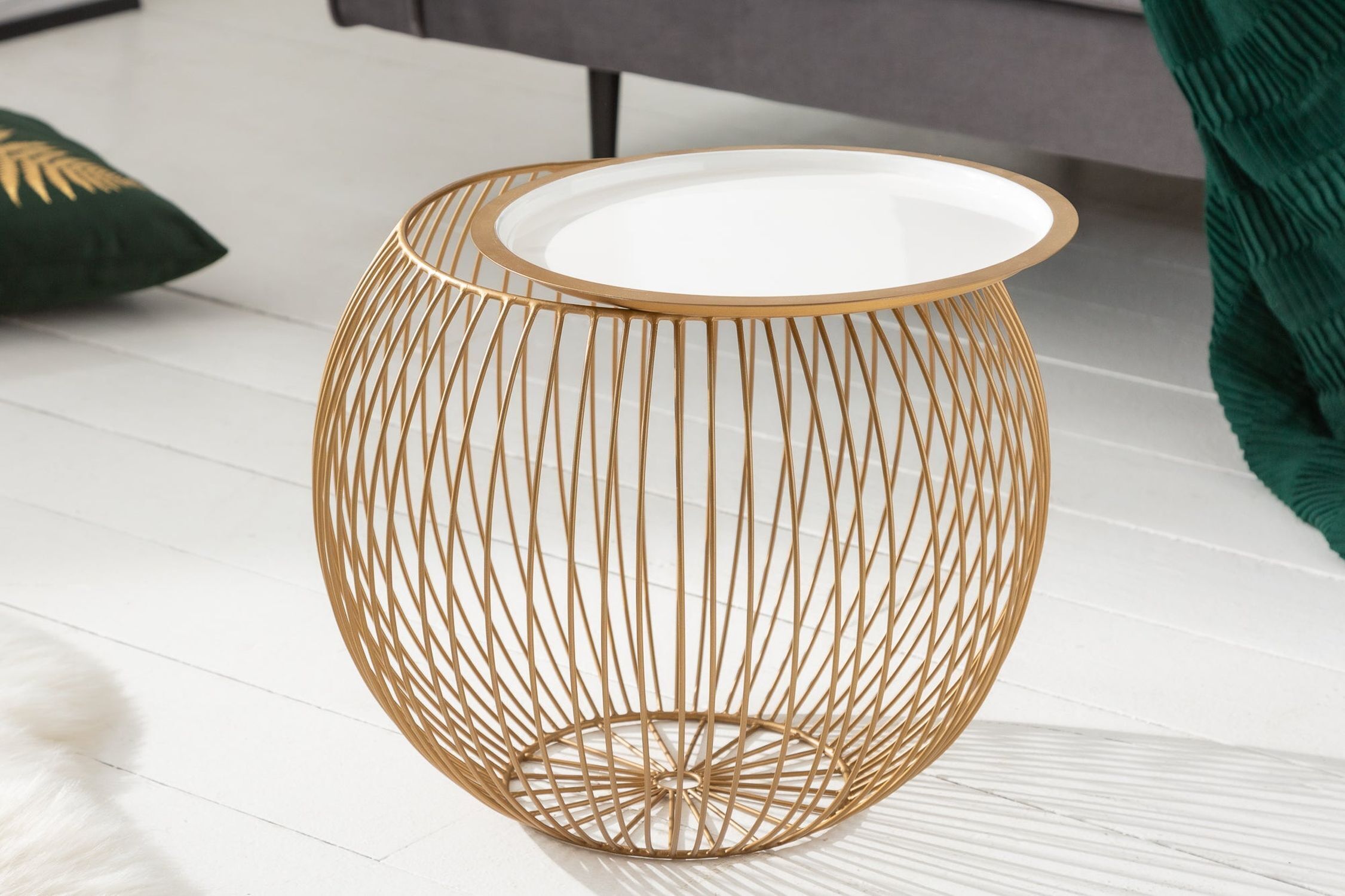 Table basse en métal doré 41x41 cm fait main avec plateau Lampe, Kunst, Kunsthandwerk