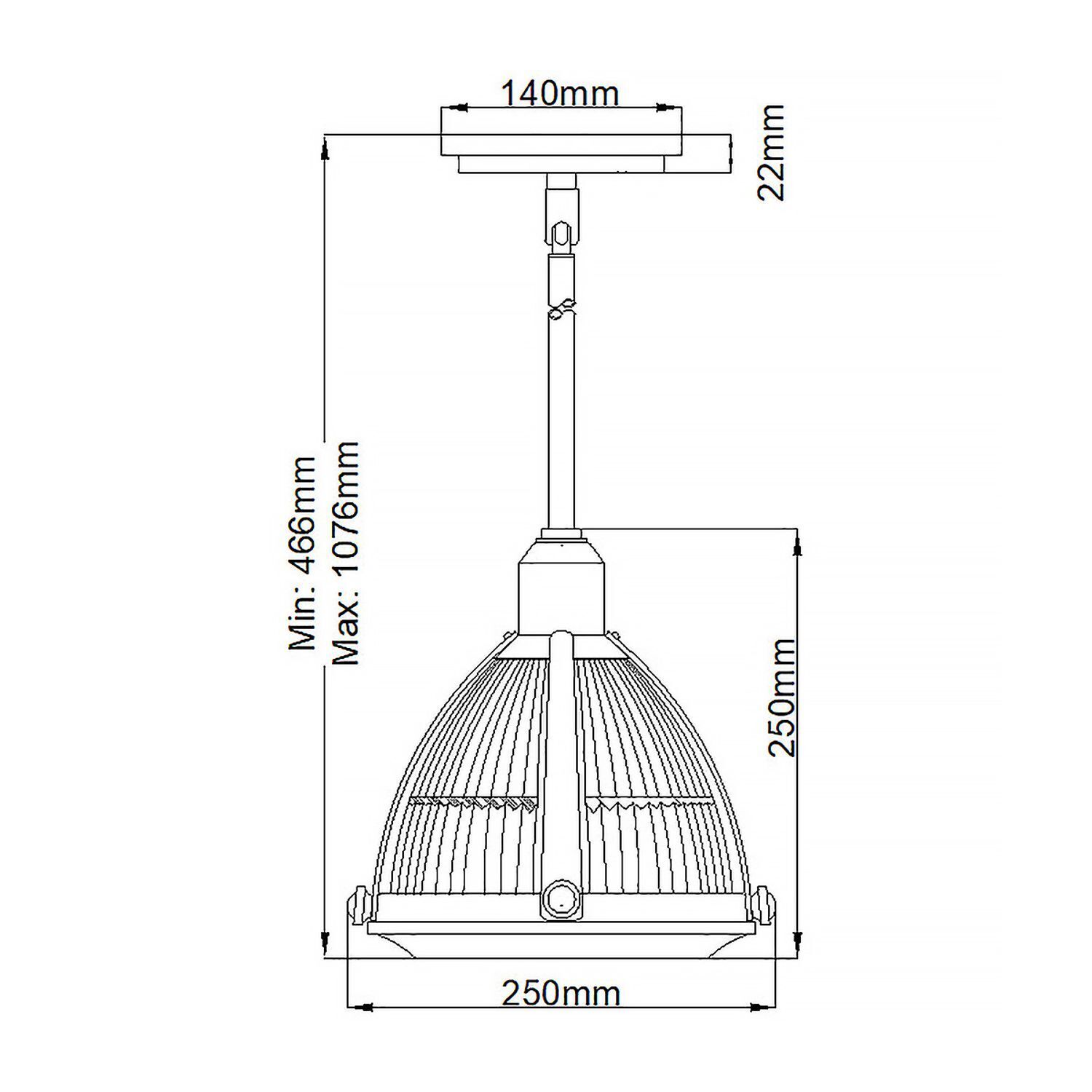 Lampe à suspendre verre métal E27 Ø 24,8 cm rond