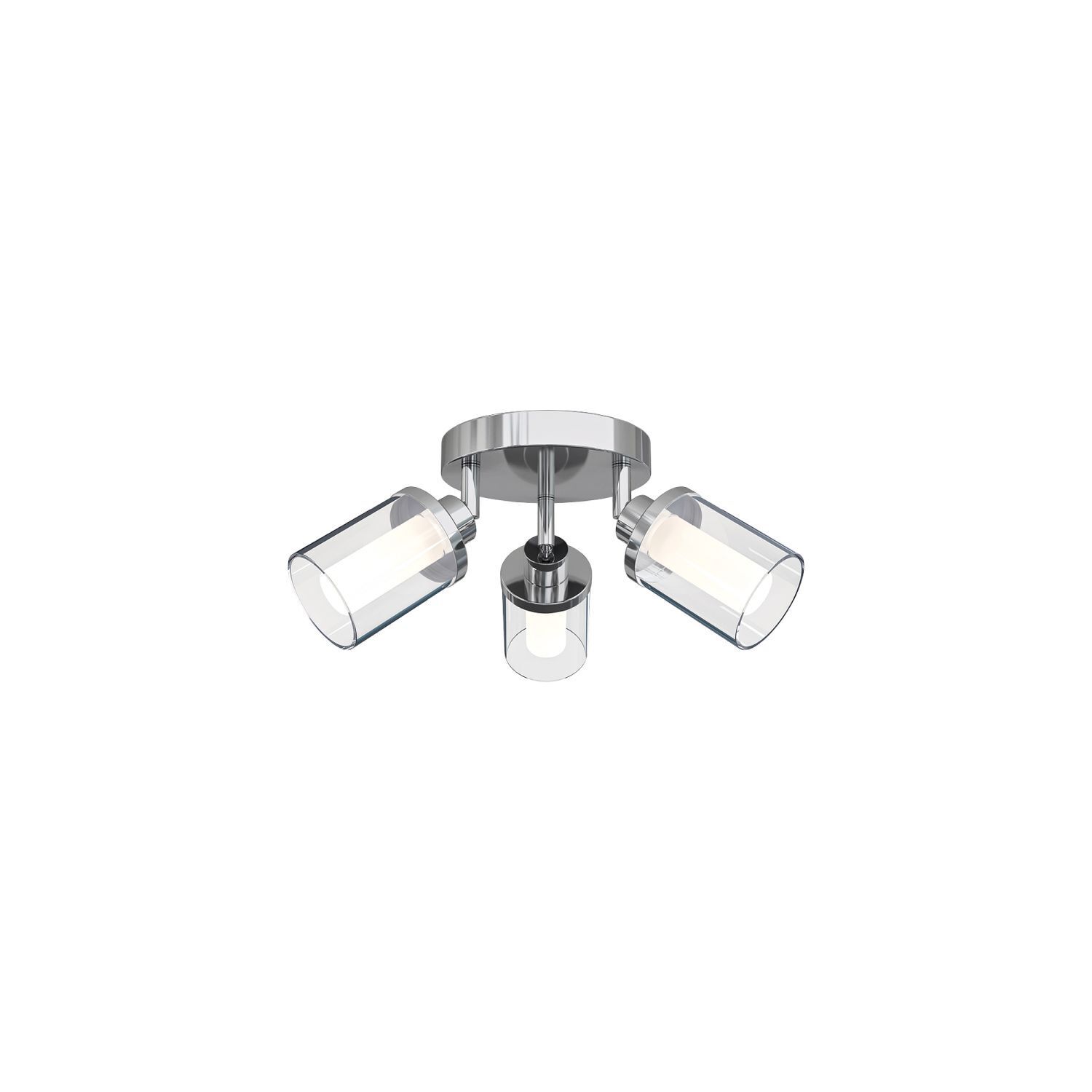 Spot de plafond salle de bain IP44 3-flamme G9 chrome clair verre