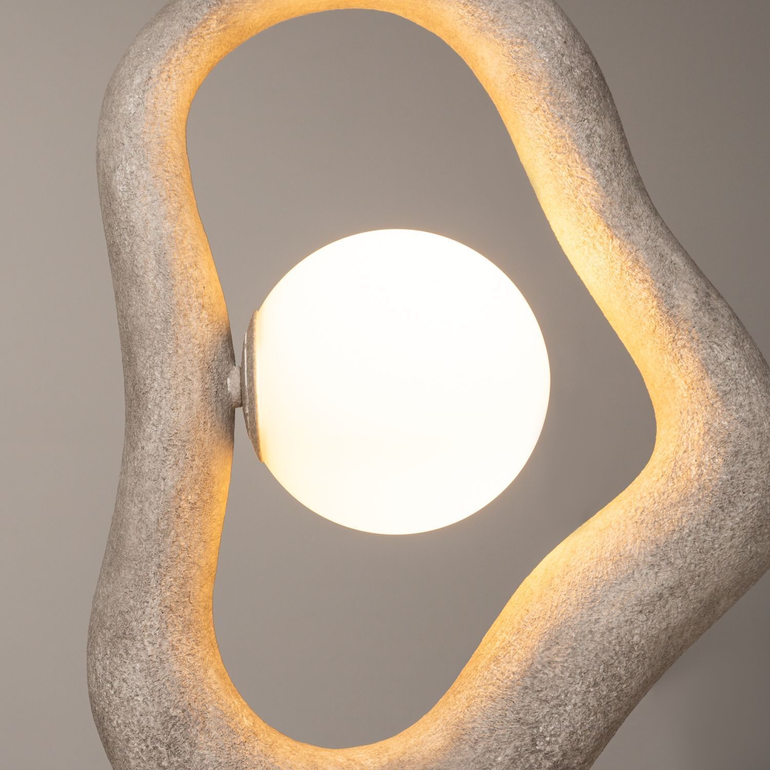 Moderne Pendelleuchte Beton Glas L:27,5 cm G9 blendarm Lampe, Tischlampe, Steinrahmen, Abgerundete Glühbirne, Innenbeleuchtung
