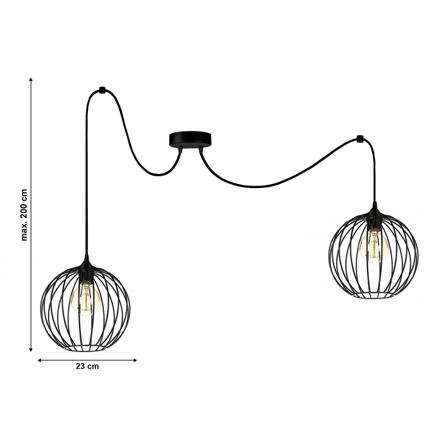 XXL Spider Lampe à suspendre fils boules métal E27 L:400 cm