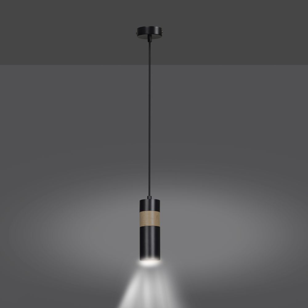 Lampe à suspendre Noir Scandinave Métal Bois GU10