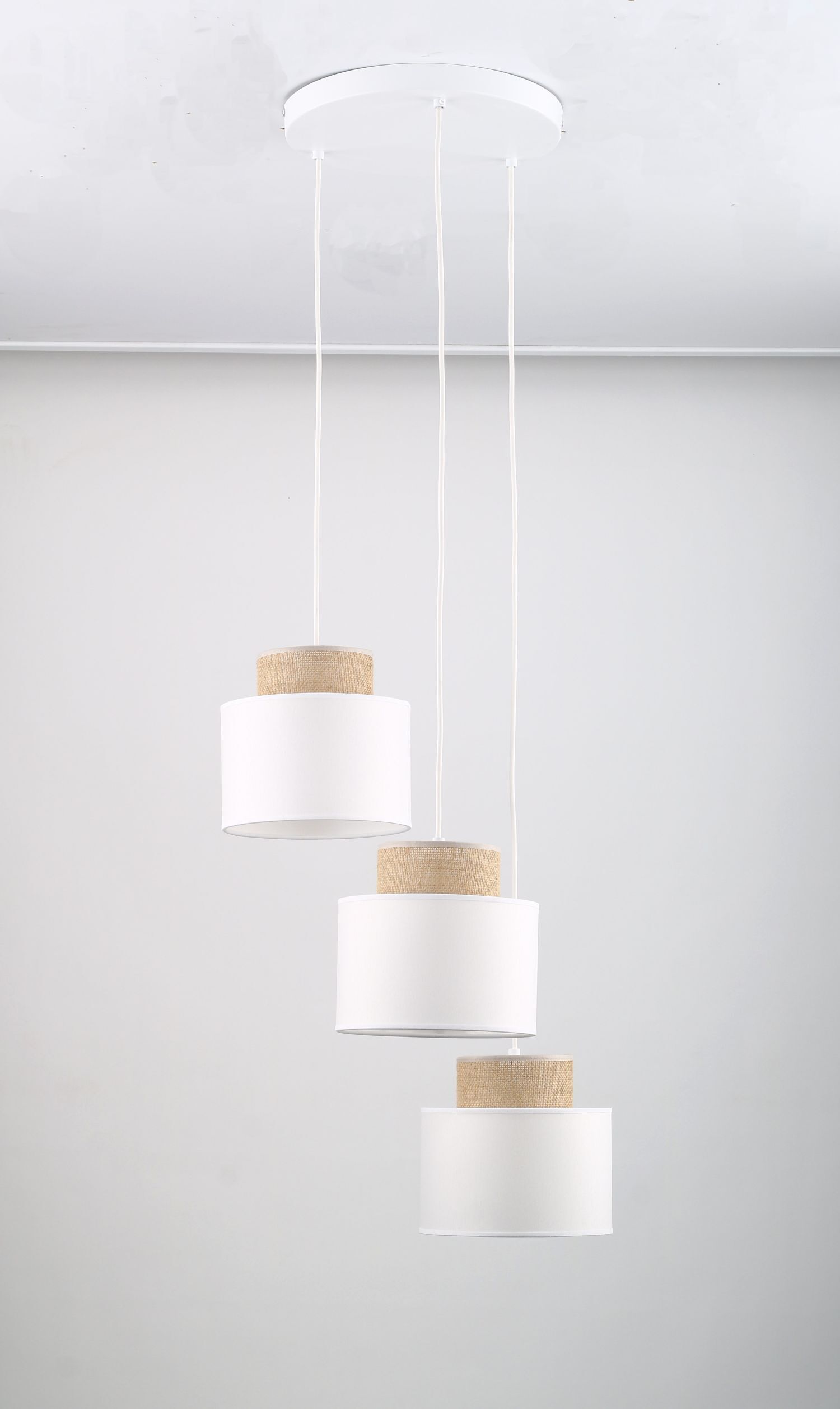 Suspension réglable tissu jute H : max. 1,1 m 3x E27