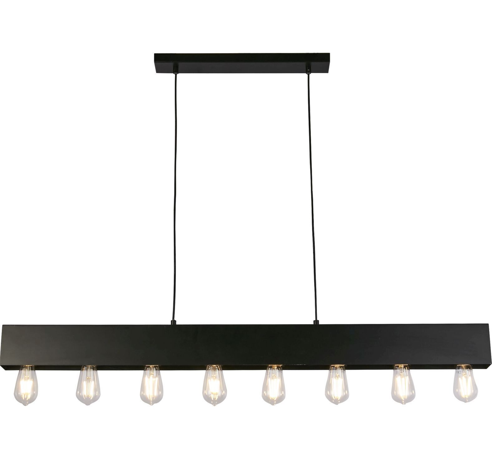 Suspension noire métal E27 8-flmg 80 cm de long