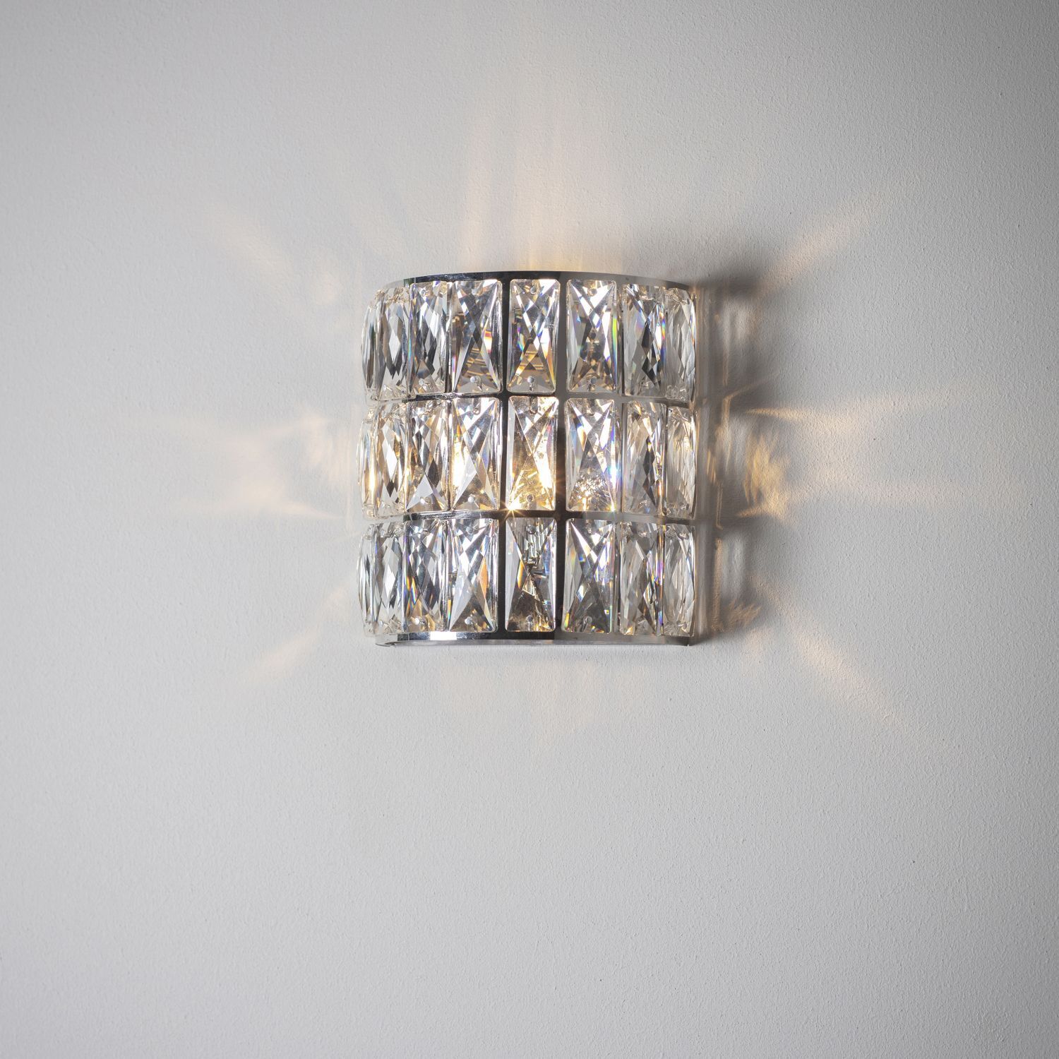 Wandleuchte Kristall Metall in Chrom für G9 klein H: 16 cm