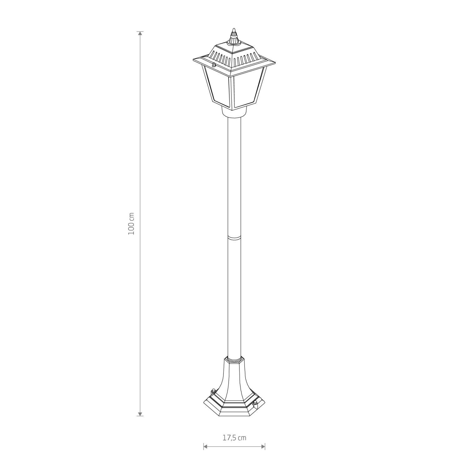Lampadaire extérieur 100 cm E27 IP44 noir en aluminium