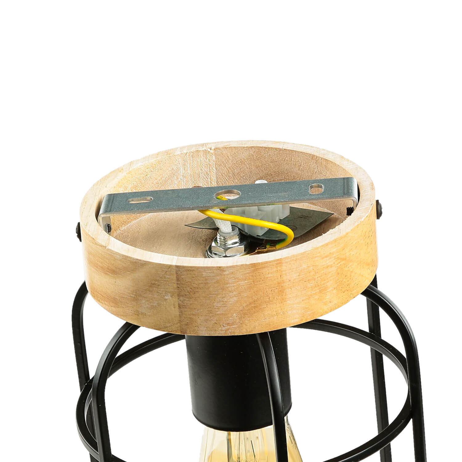 Deckenleuchte Metall Holz E27 Ø 15 cm klein Deckenleuchte Metall Holz E27 Ø 15 cm klein