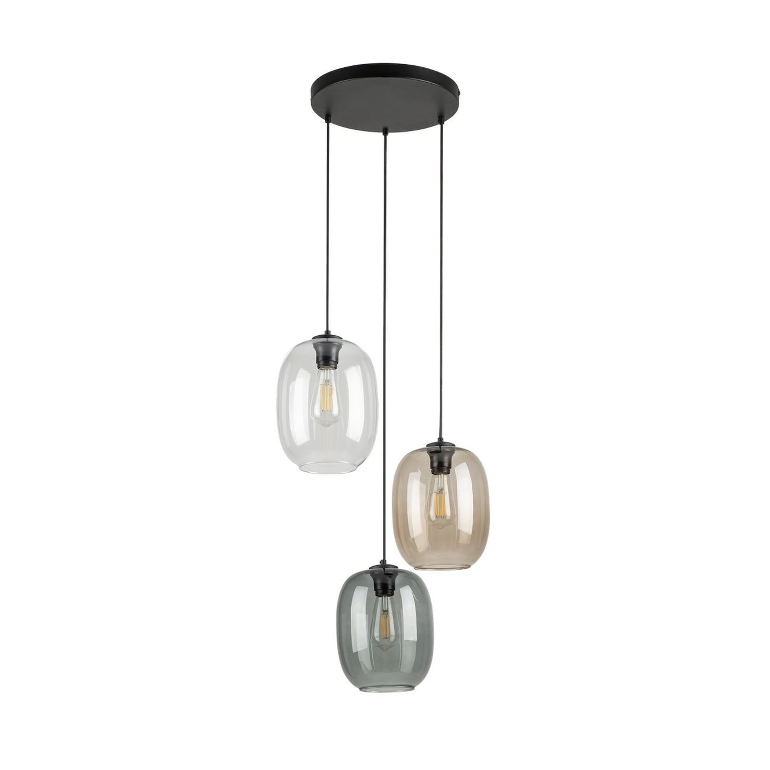 Hängelampe Rauchglas H: max. 110 cm Ø 45 cm 3-flammig E27 Lampe, Kronleuchter