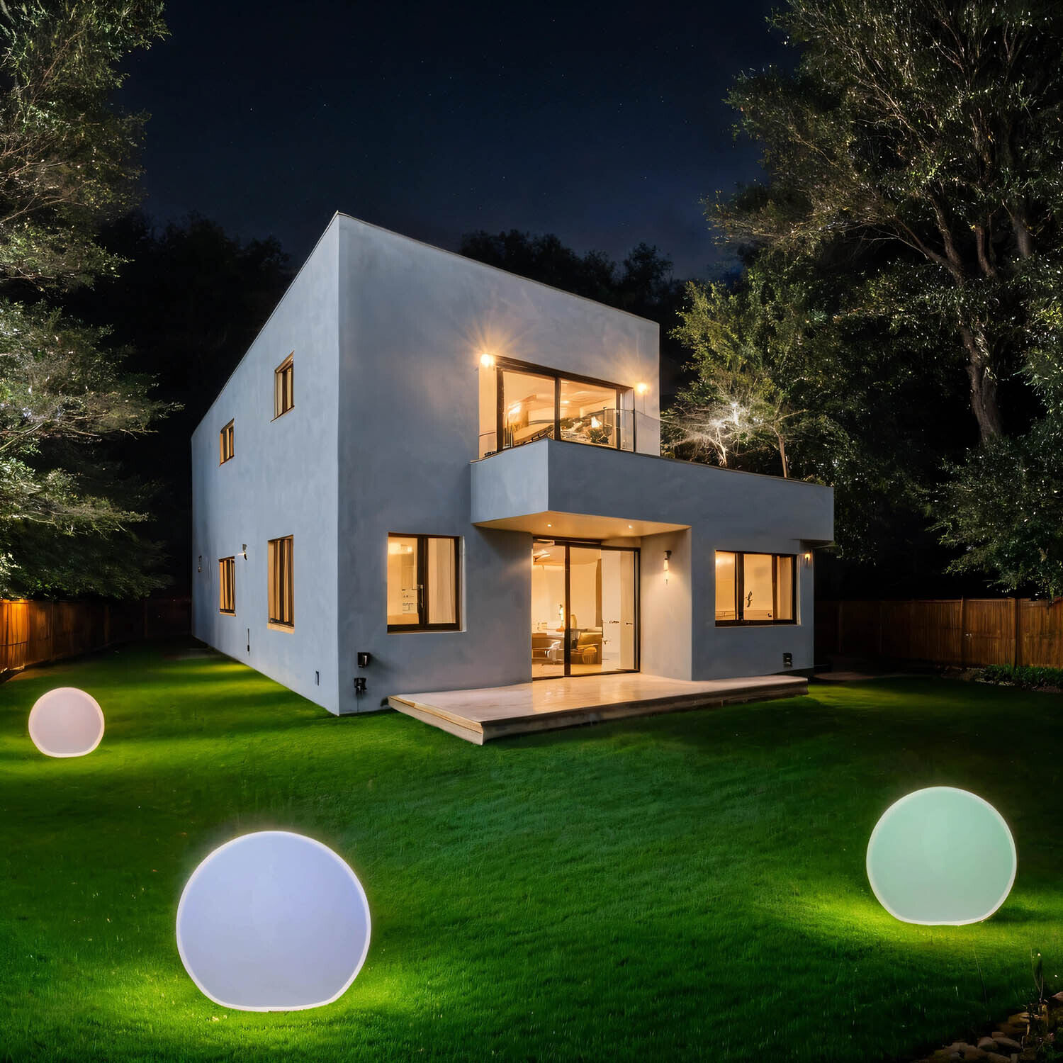 Solar Gartenkugel LED Farbwechsel Fernbedienung Ø 50 cm IP65 Gras, Haus, Wohnen, Villa, Rasen