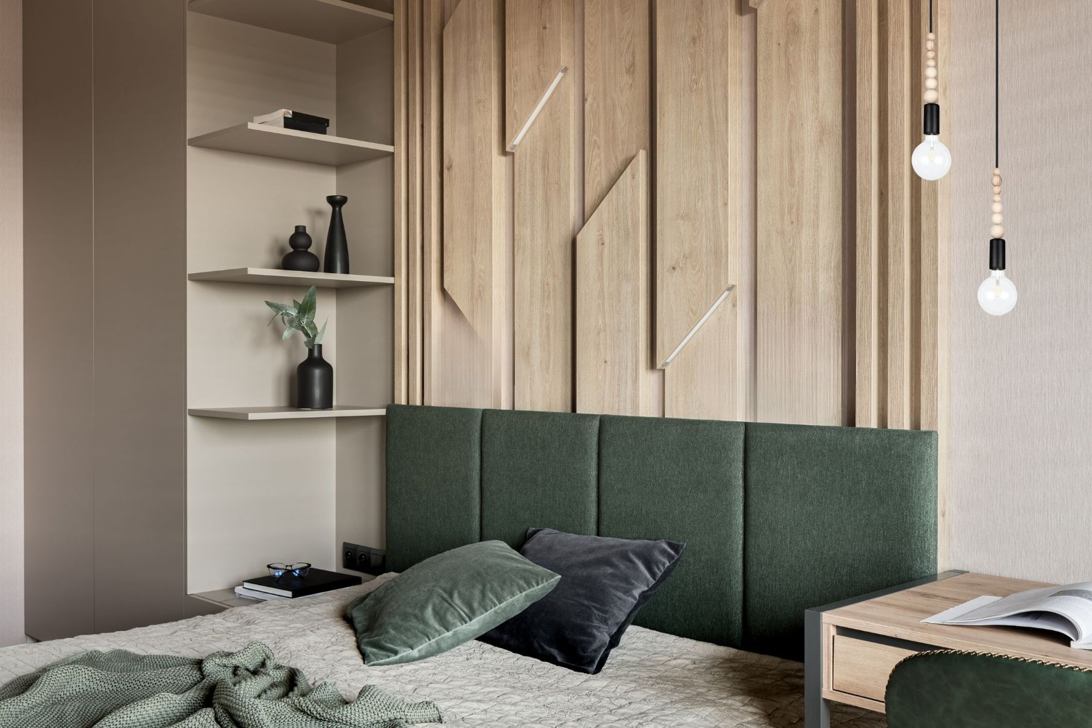 Pendelleuchte Holz Metall Schwarz E27 Ø14 cm wohnlich Drinnen, Innenarchitektur, Paneele aus Holz, Kissen, Dekoration für Zuhause