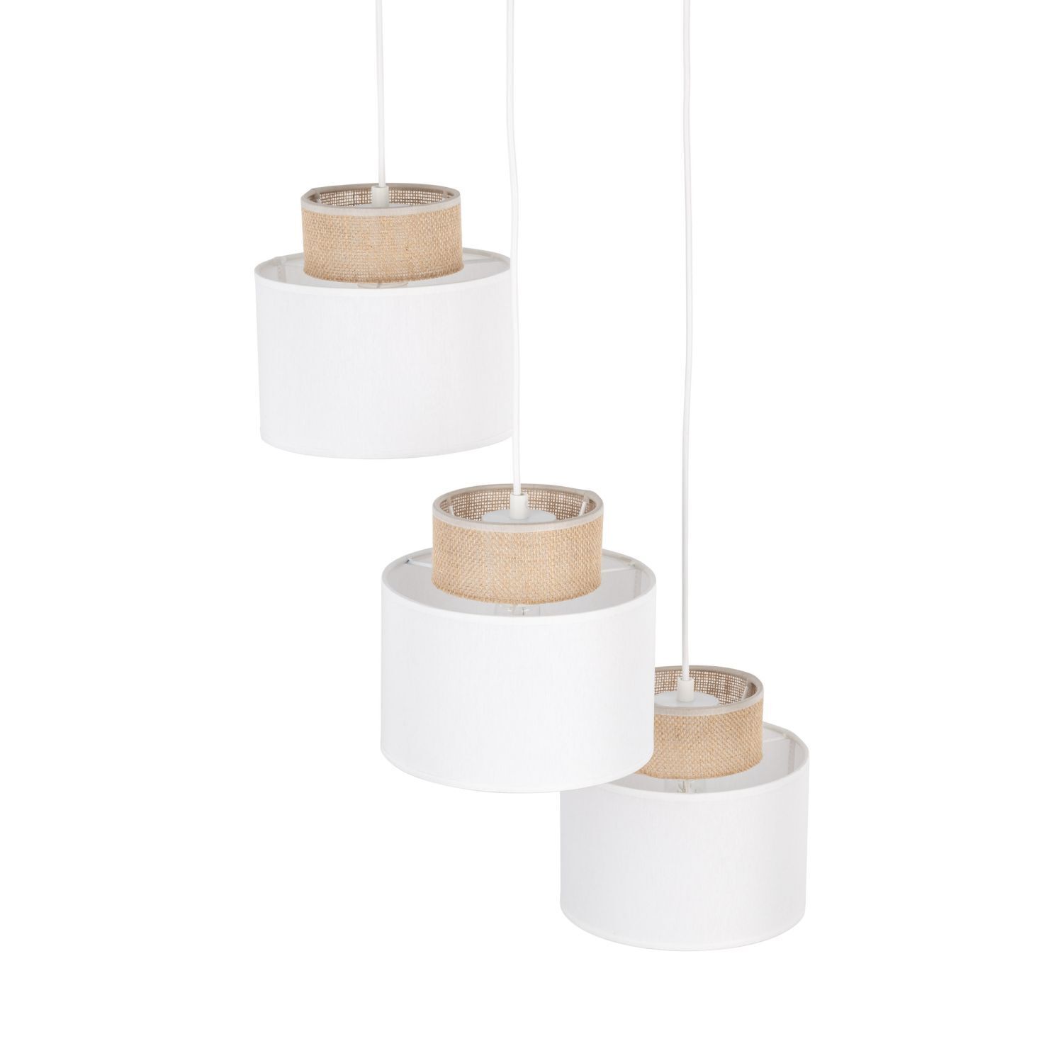 Pendelleuchte verstellbar Stoff Jute H: max. 1,1 m 3x E27 Lampe, Kronleuchter