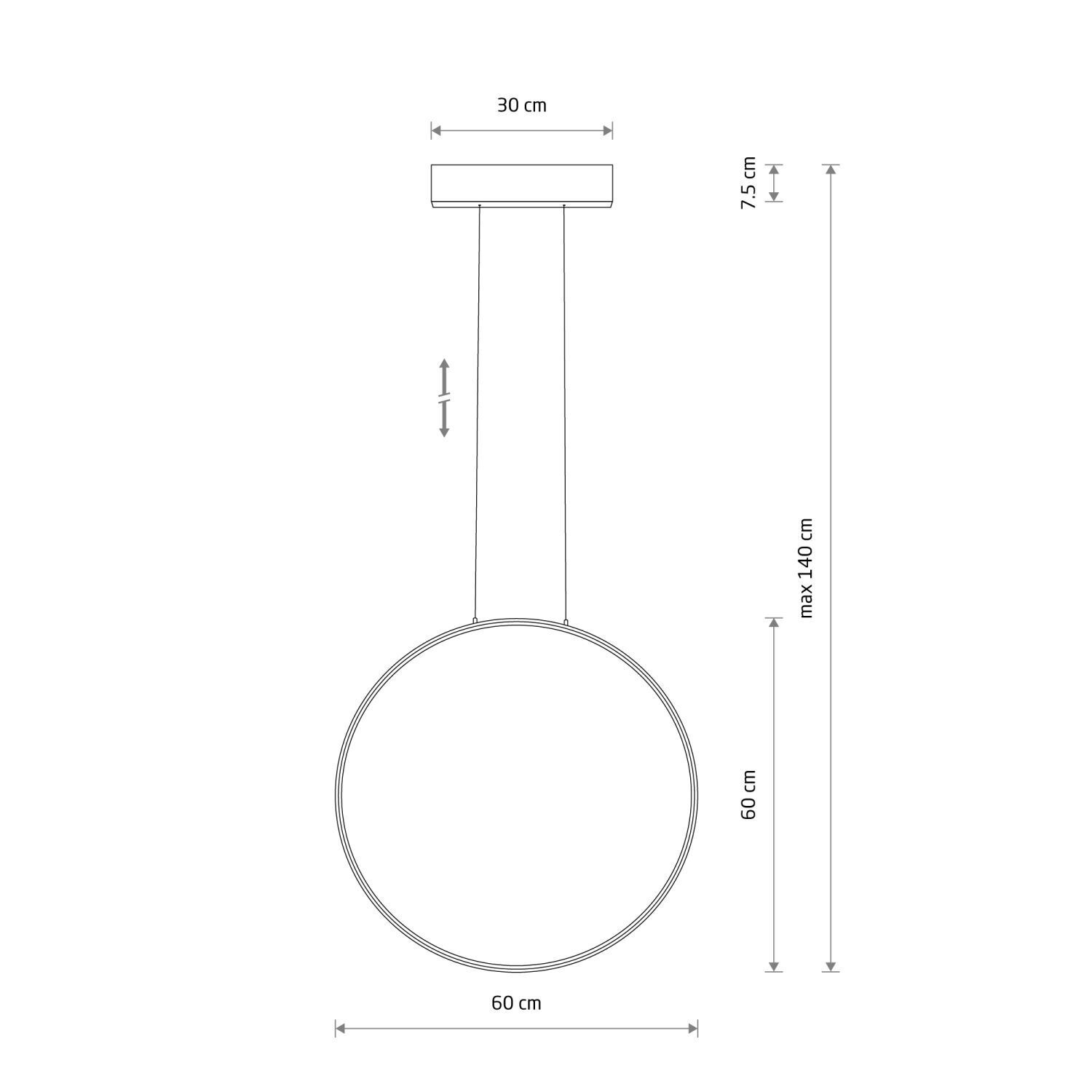 Ring Pendelleuchte LED Schwarz 4000 K 700 lm Ø 60 cm