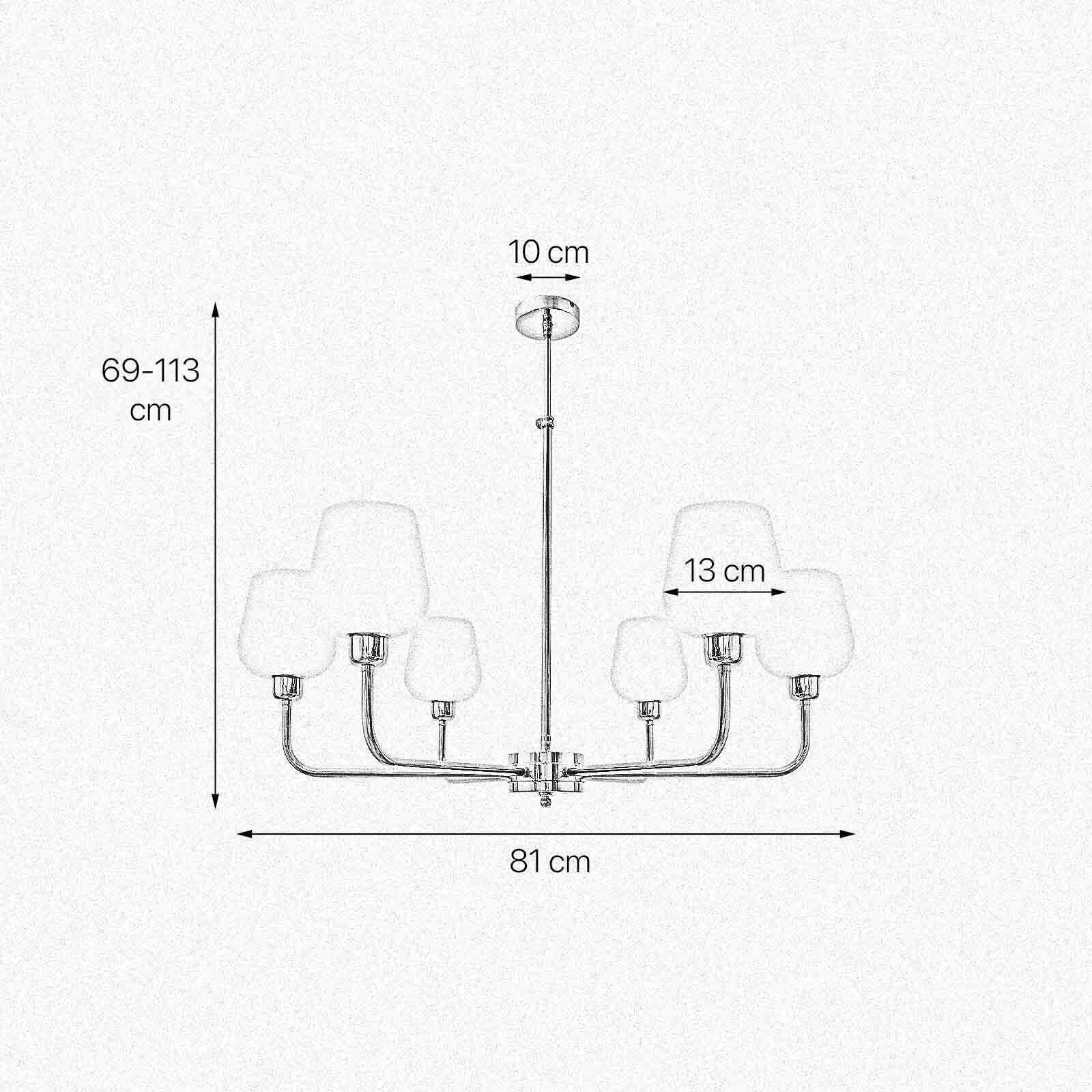 Lustre verre laiton Ø 81 cm 6x E27 réglable