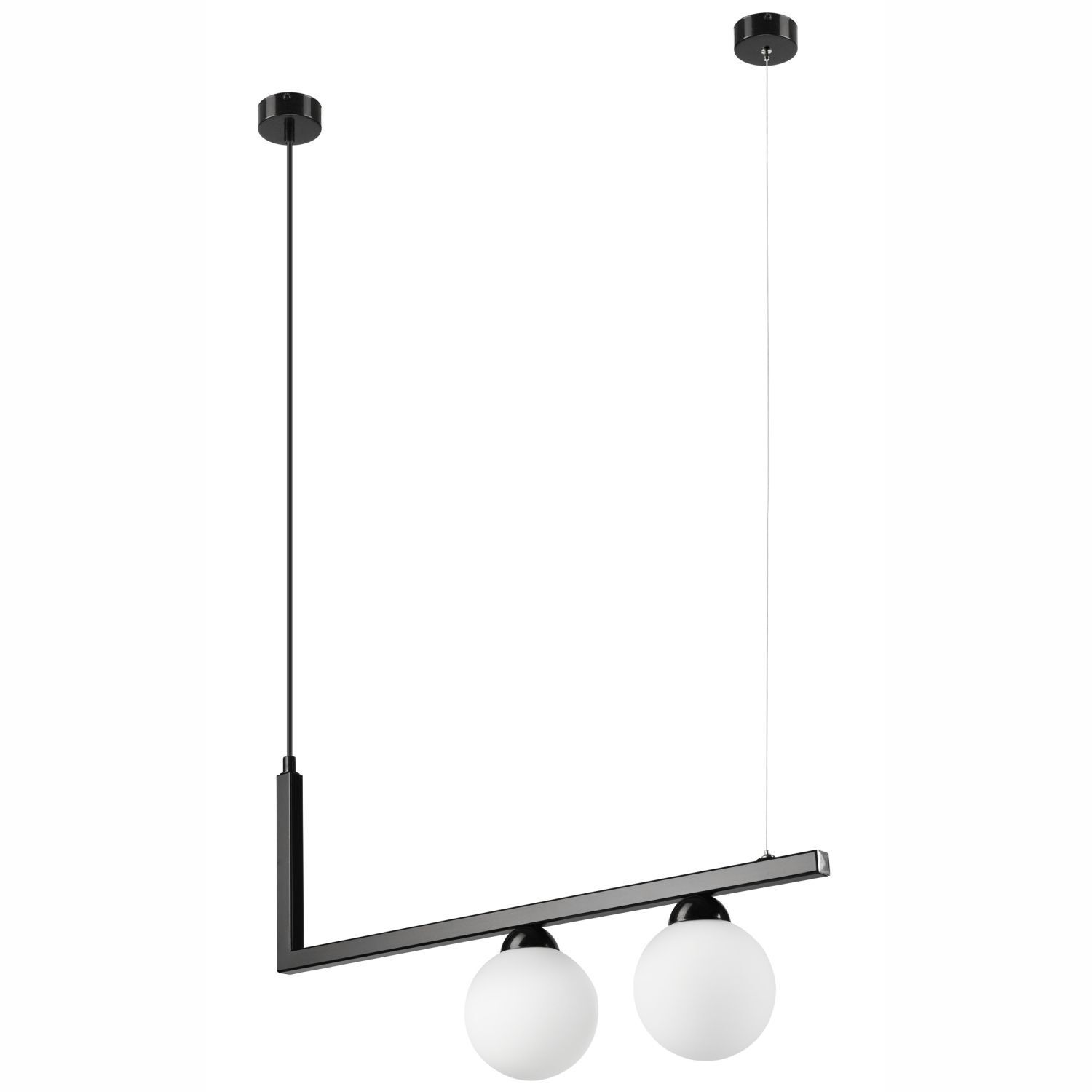 Pendelleuchte Schwarz Weiß länglich Glas Metall 2x G9