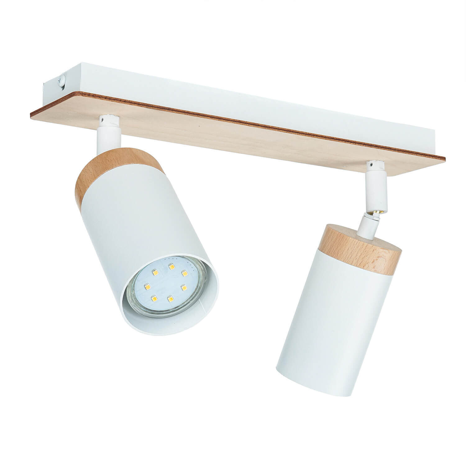 Spot de plafond blanc scandinave avec bois 2x GU10 Beleuchtung, Drinnen, Zimmer, Duscharmatur, Leuchte