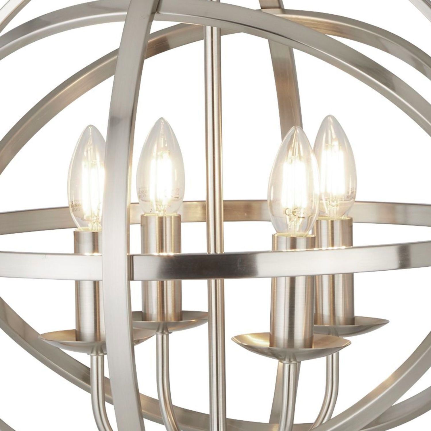 Lampe à suspendre argent mat Ø 45 cm rond pour 4x E14 métal