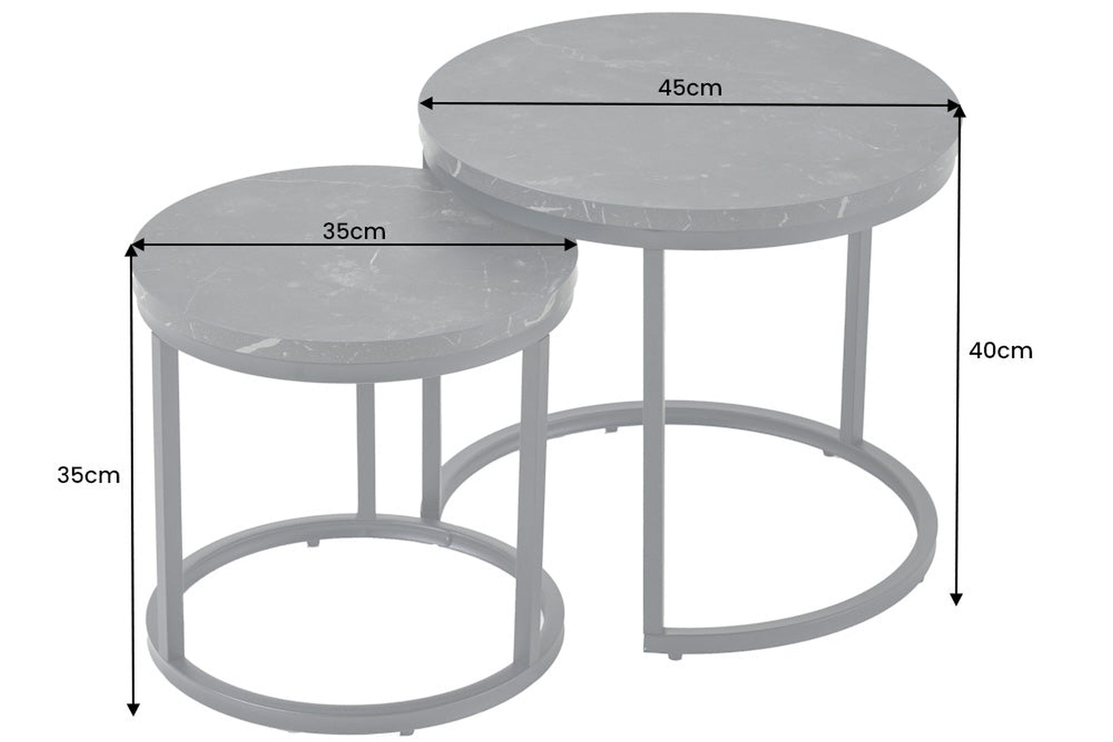 Set de 2 tables d'appoint MDF métal noir rond Moebel, Tabelle, Barhocker