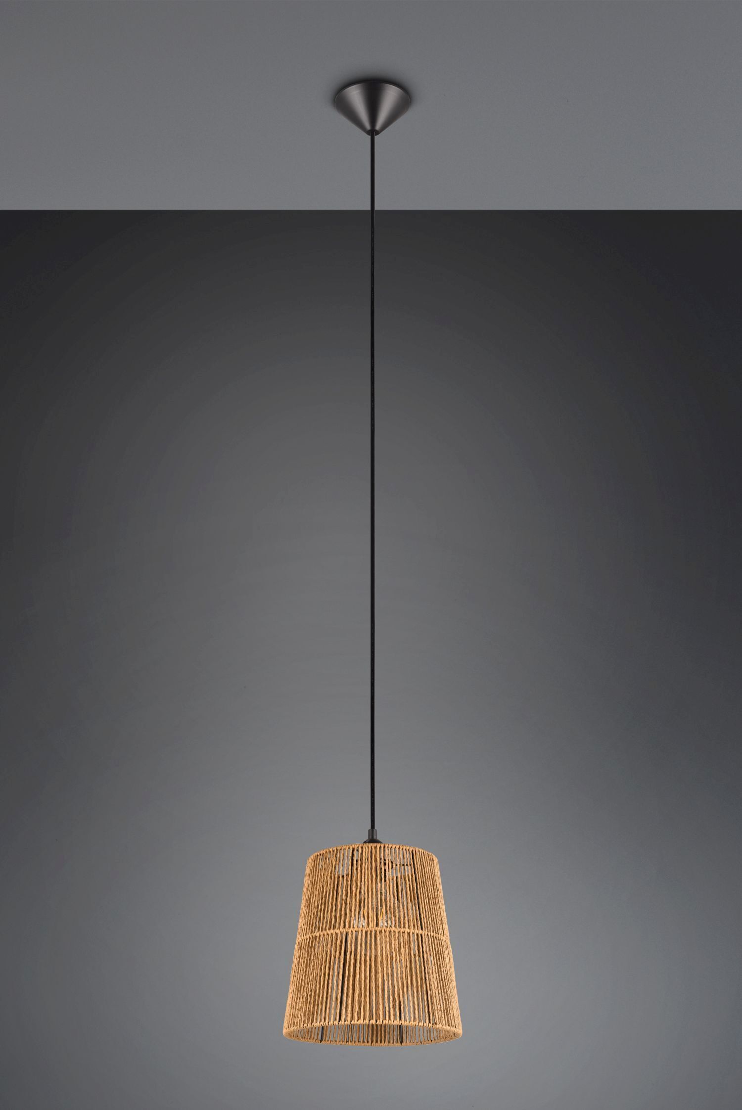 Runde Hängeleuchte Papier Braun E27 Ø24 cm wohnlich Lampe, Kronleuchter