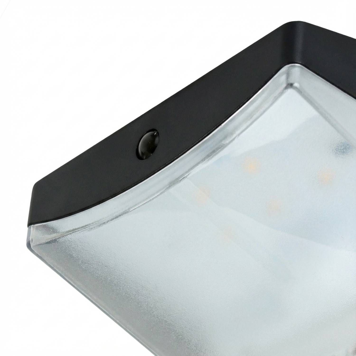 Wandleuchte, Außenleuchte, Glas, Metallrahmen, Schwarz