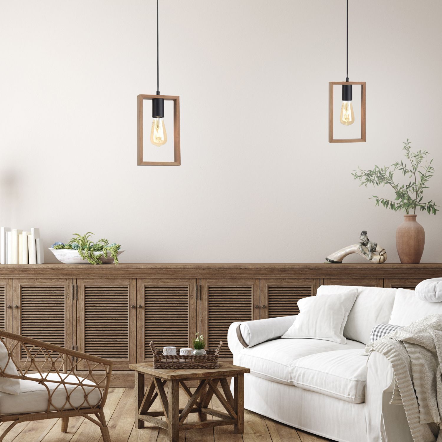 Suspension naturelle bois métal L:15 cm E27 Retro Drinnen, Innenarchitektur, Wohnzimmer, Dekoration Ihres Zuhauses, Holzpaneele