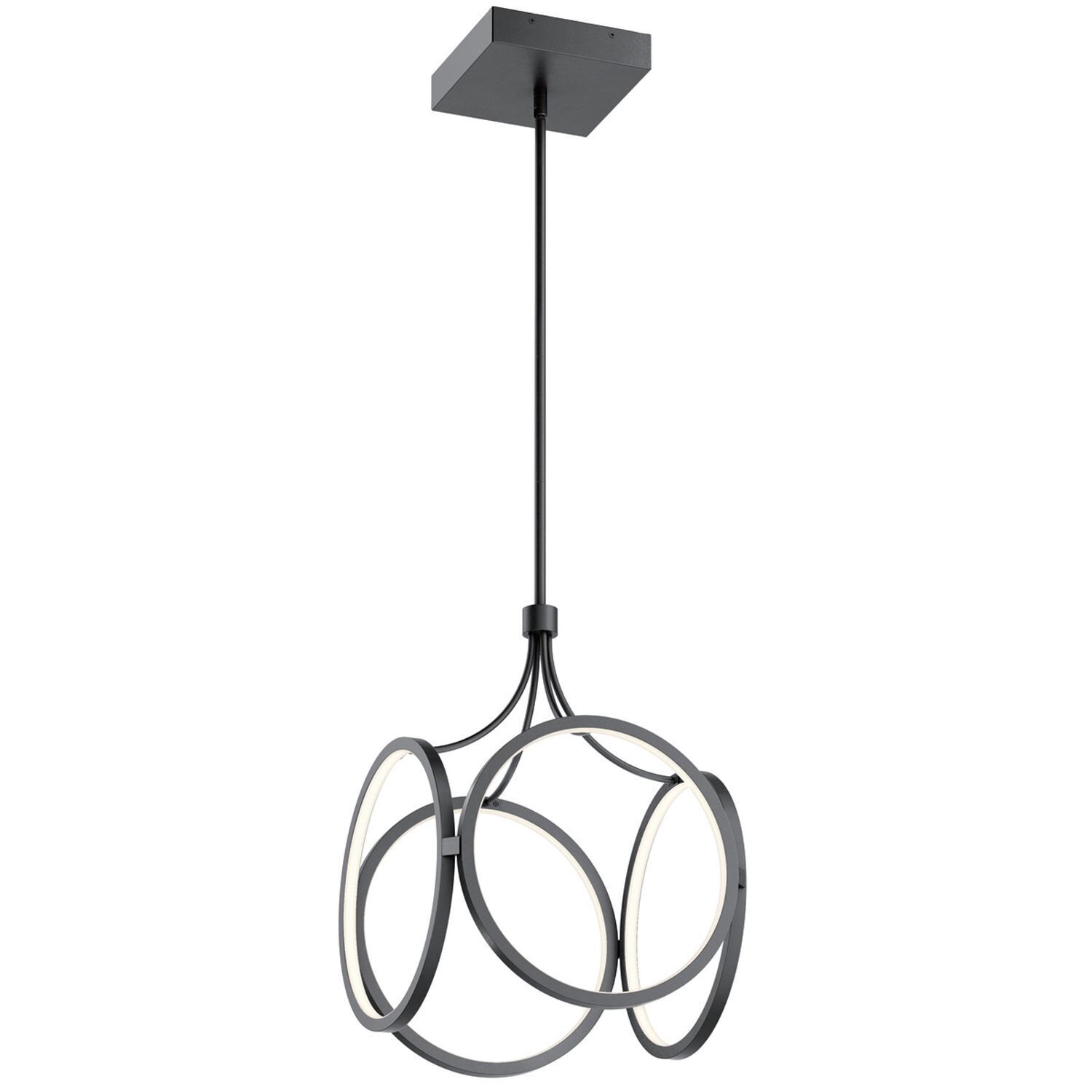 Hängelampe LED Metall B: 35,6 cm 3000 K Schwarz pendant, Licht, Chandelier, Metall, Kreise