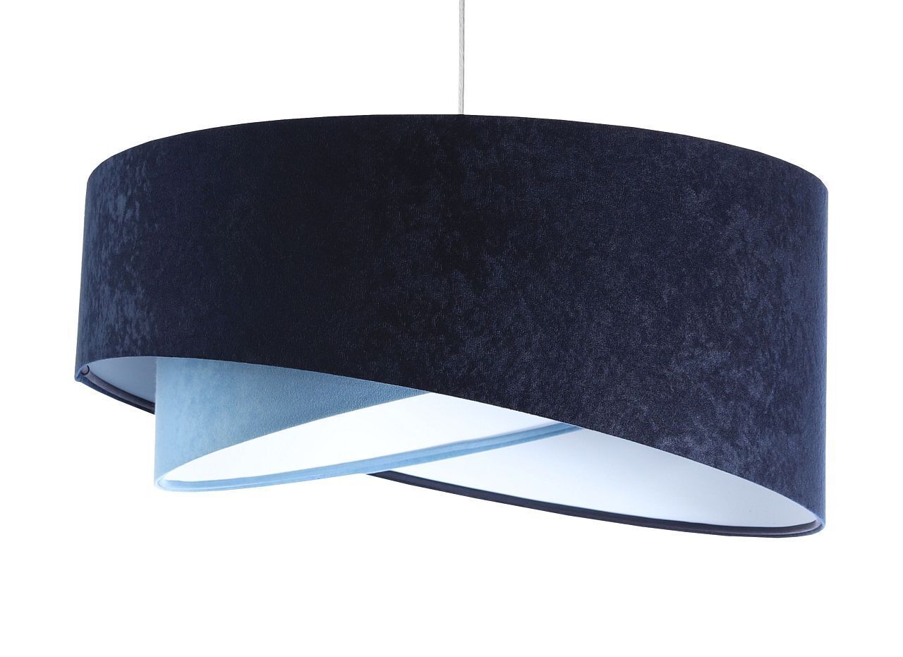 Hängeleuchte Blau E27 rund D: 50 cm Velours Optik Stoff Lampe, Deckenleuchte