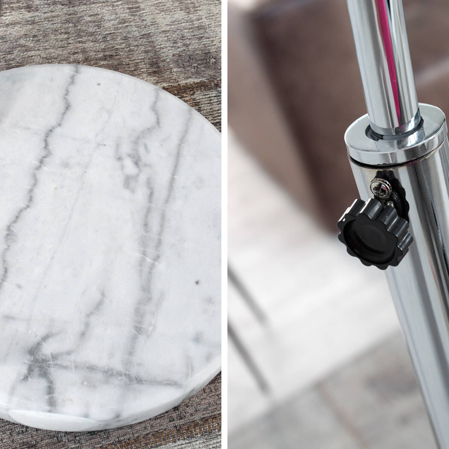 Stehlampe Weißer Schirm 170cm Lampe Wohnzimmer Marmor