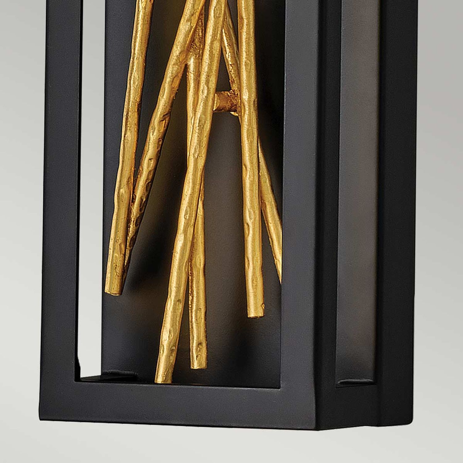 LED Wandlampe Metall H: 61 cm in Schwarz Gold eckig