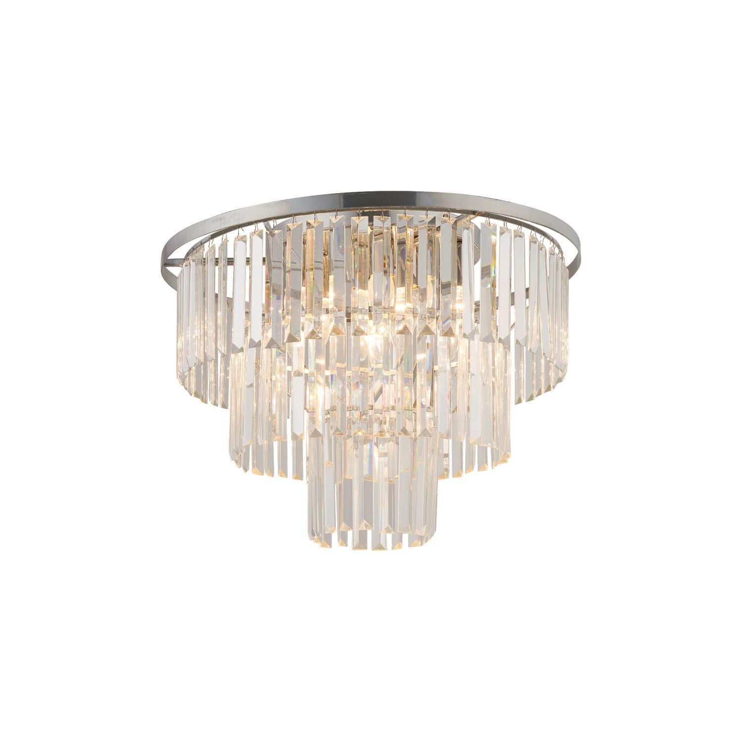 Deckenlampe Kristall 9x E14 Ø 56 cm in Silber Transparent