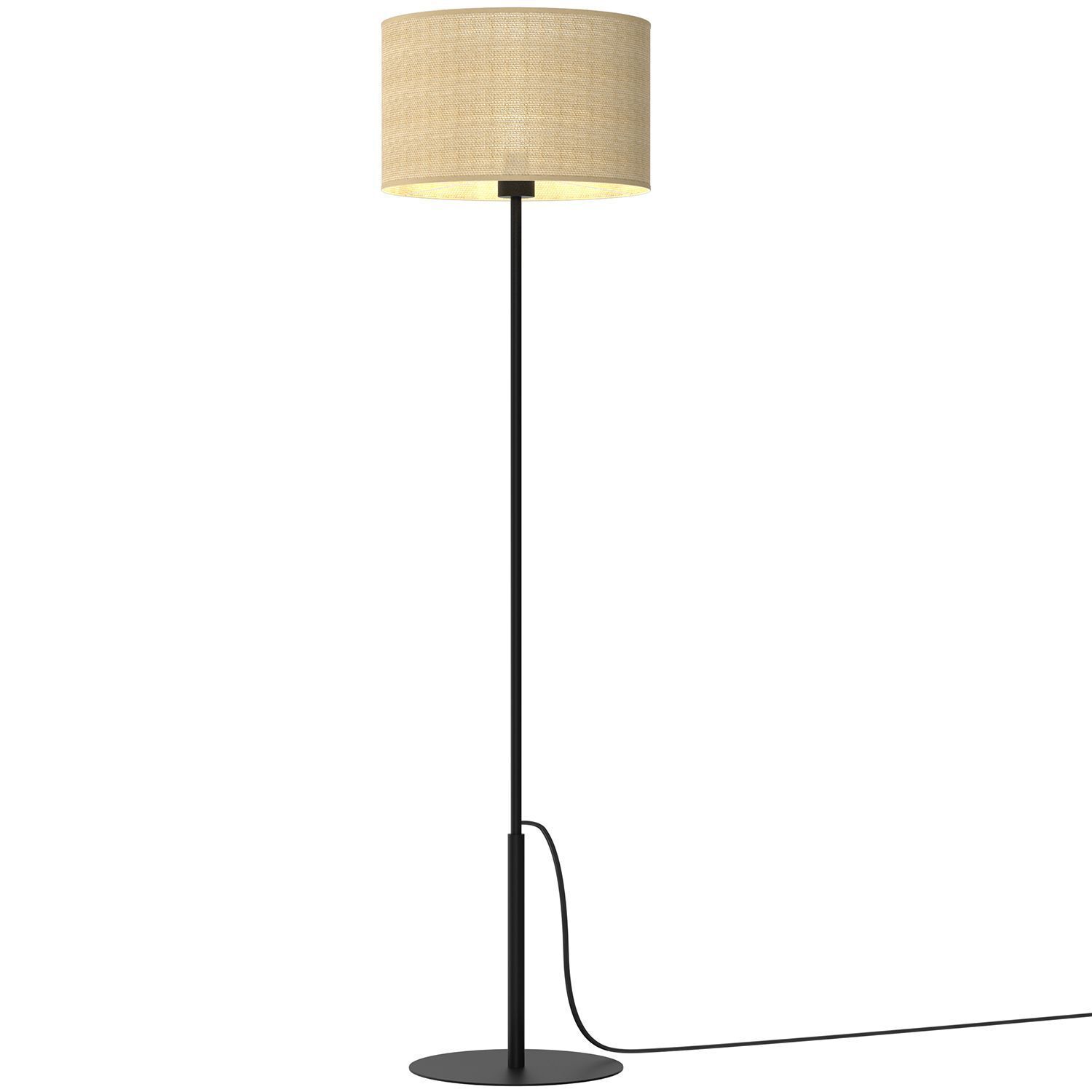 Stehleuchte Jute Metall Schwarz 150 cm E27 natürlich