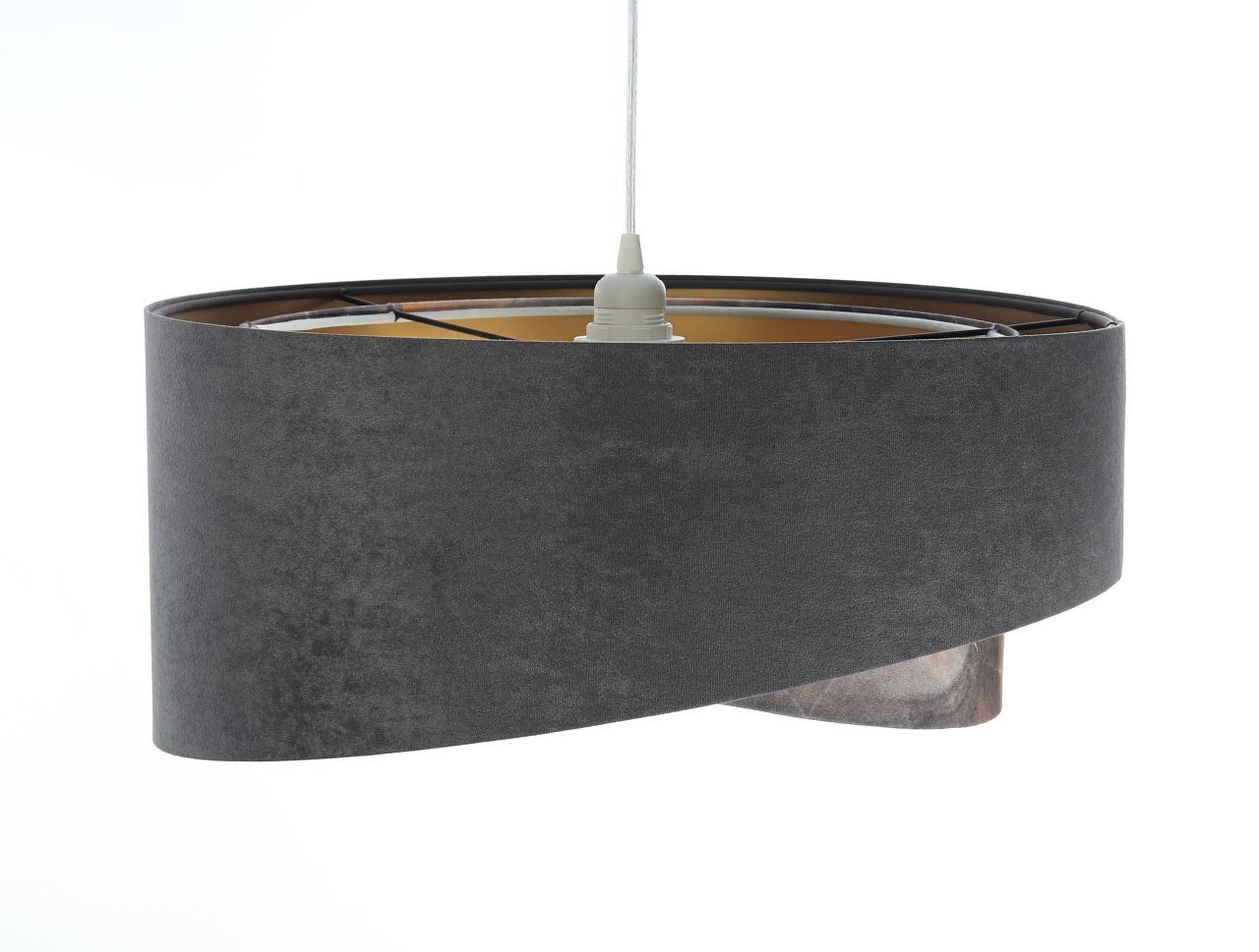Hängelampe Grau Gold E27 Stoffschirm Ø 50 cm Modern KARIM