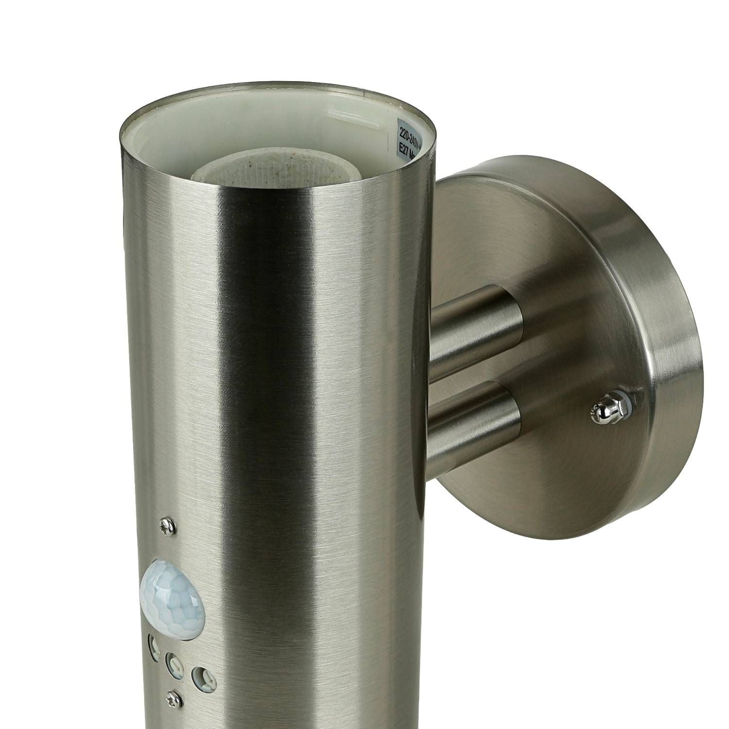 Außenleuchte Wand Edelstahl Bewegungssensor GU10 IP44 Stahl, Zylinder