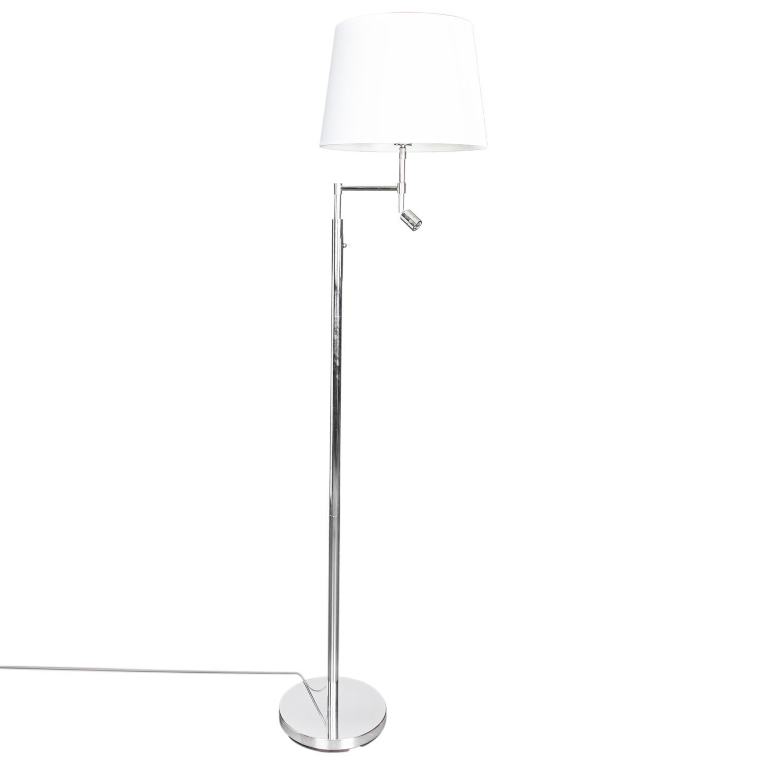 Stehleuchte mit Lesearm 157cm Chrom Weiß E27 LED Stoff Metall Lampe, Lampenschirm