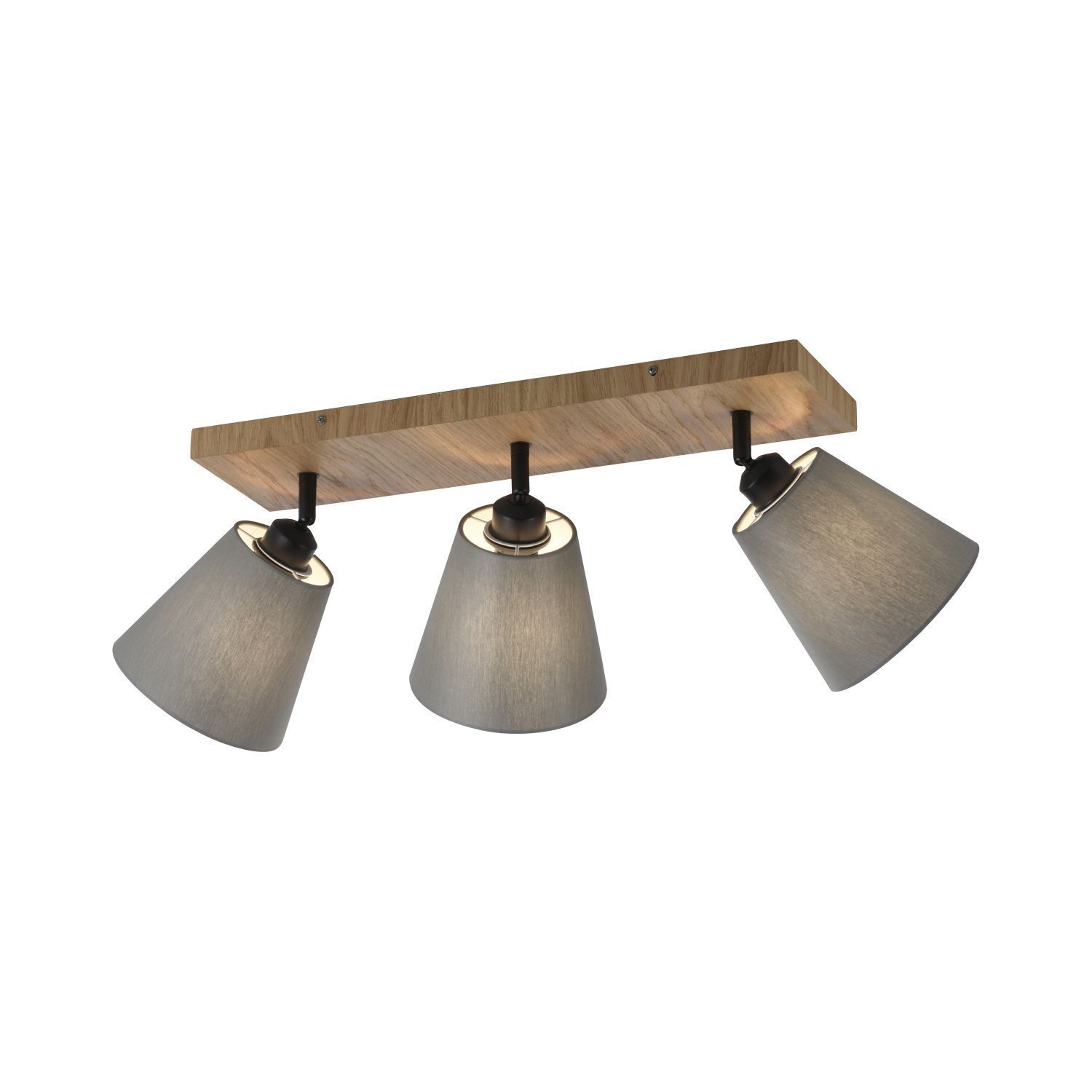 Deckenspot Stoff Holz E27 3-flmg beweglich Taupe Natur Lampe, Zimmer, Duscharmatur, Beleuchtung, Leuchte