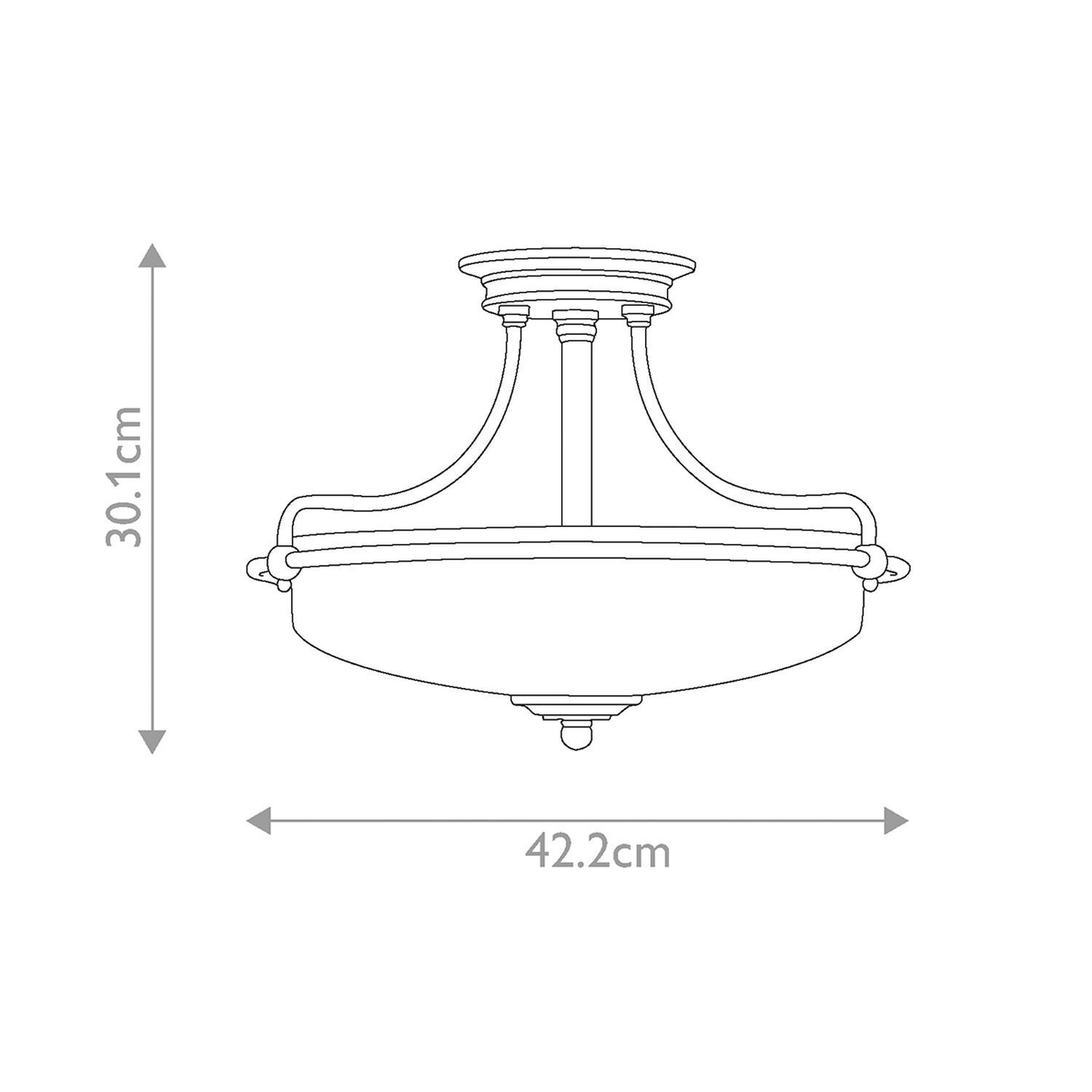Deckenlampe Metall Glas rund D: 42,2 cm E27 3-flammig Diagramm, Handlung