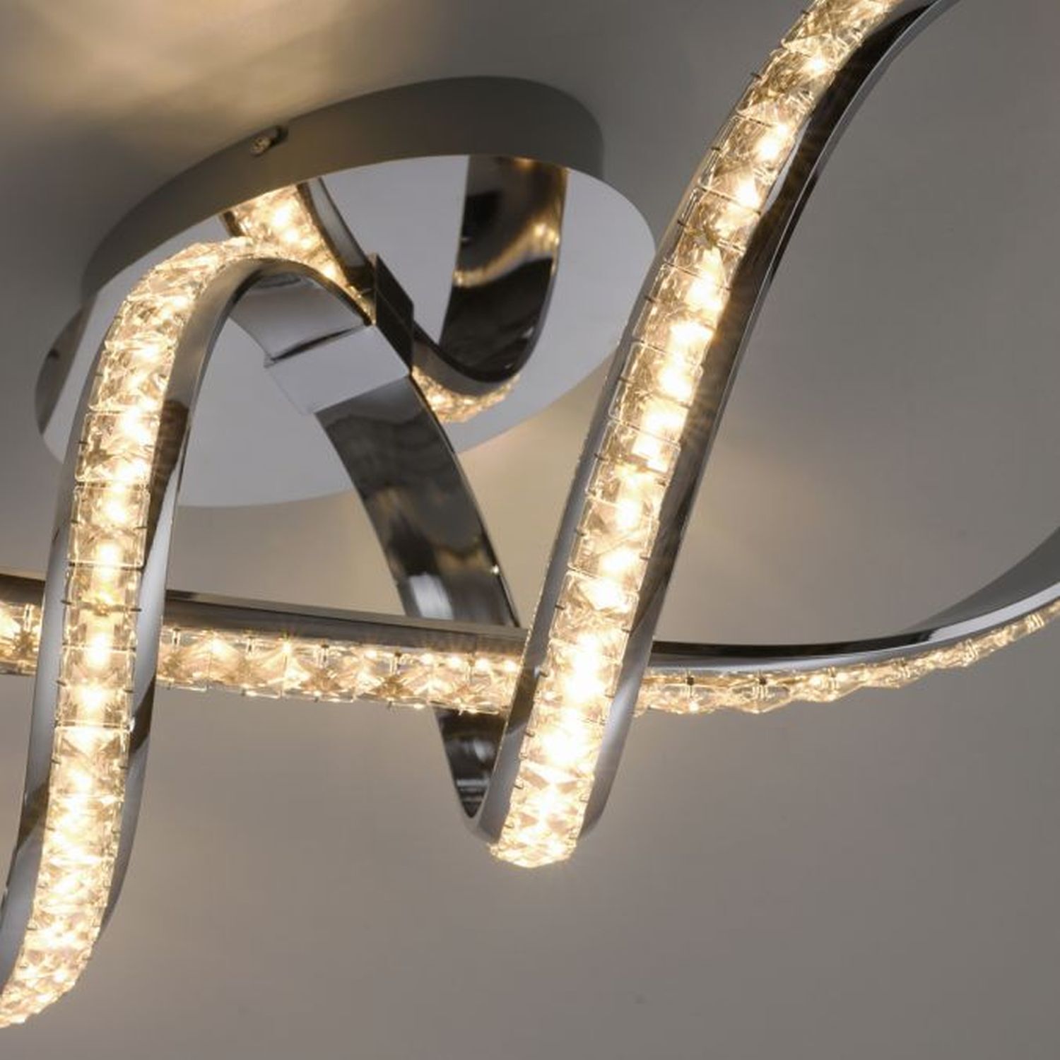 Lampe de plafonnier LED élégante en chrome dimmable 30 W L:65 cm Leuchter, Lampe